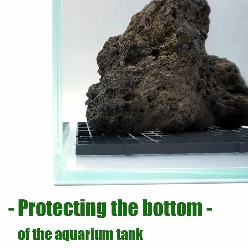 LINLAN 12 Griglie per Acquario, 30 x 30 cm, in plastica, divisori per acquari, per filtrare e Proteggere Il Fondo Fai da Te (Nero, Senza Accessori)