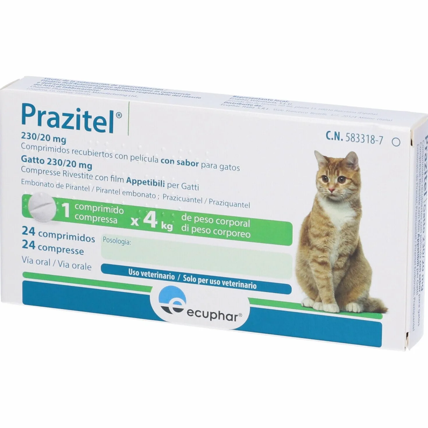 PRAZITEL (24 CPR) – Trattamento in compresse appetibili Contro i parassiti intestinali nei Gatti