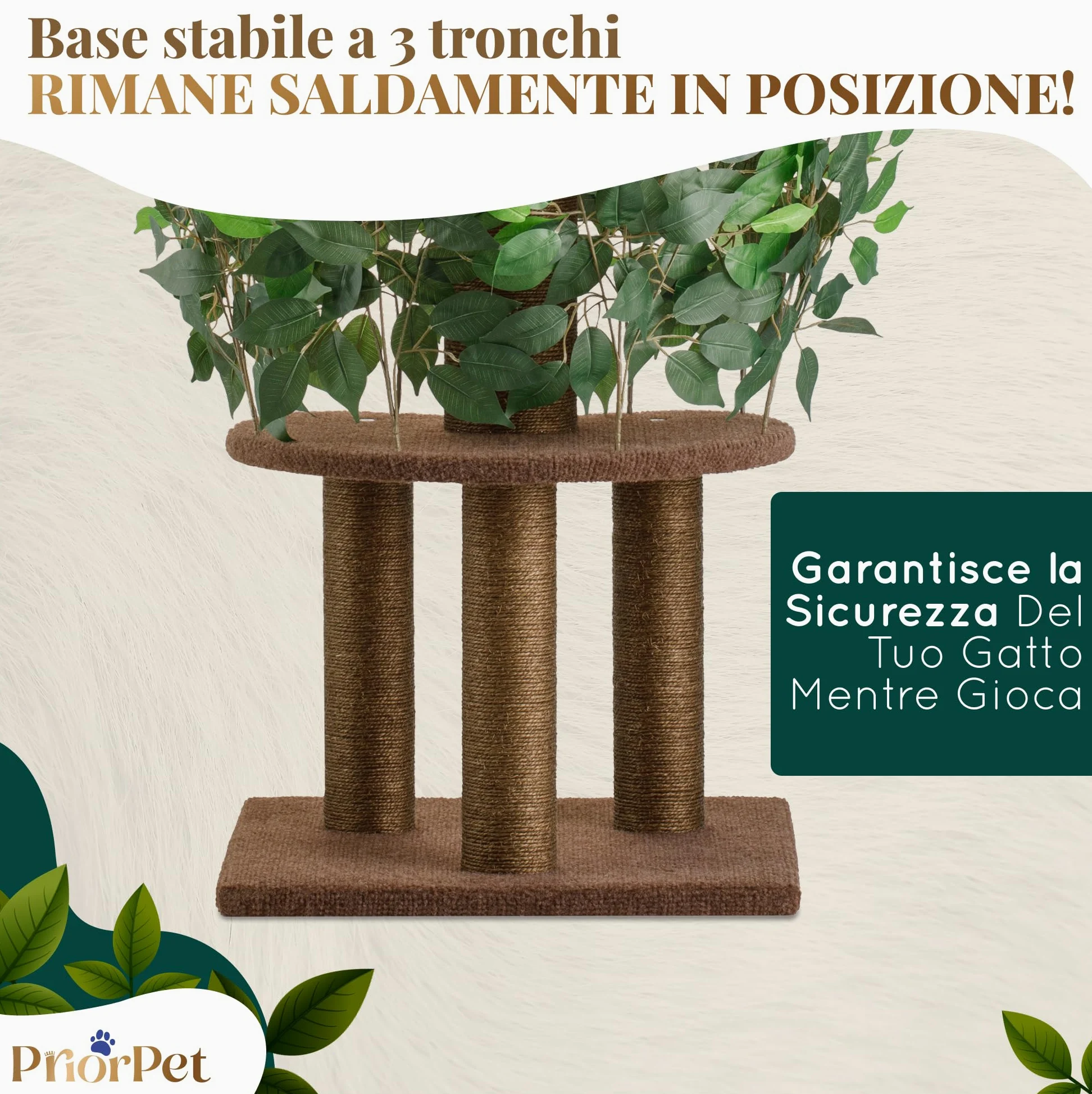 Albero per gatti con Foglie – Compatto e Robusto Tiragraffi per gatti adulti – Albero con 4 Livelli Graffiabili – Per Arrampicarsi Nascondersi e Dormire – Facile da Montare – Ideale per Spazi Ridotti