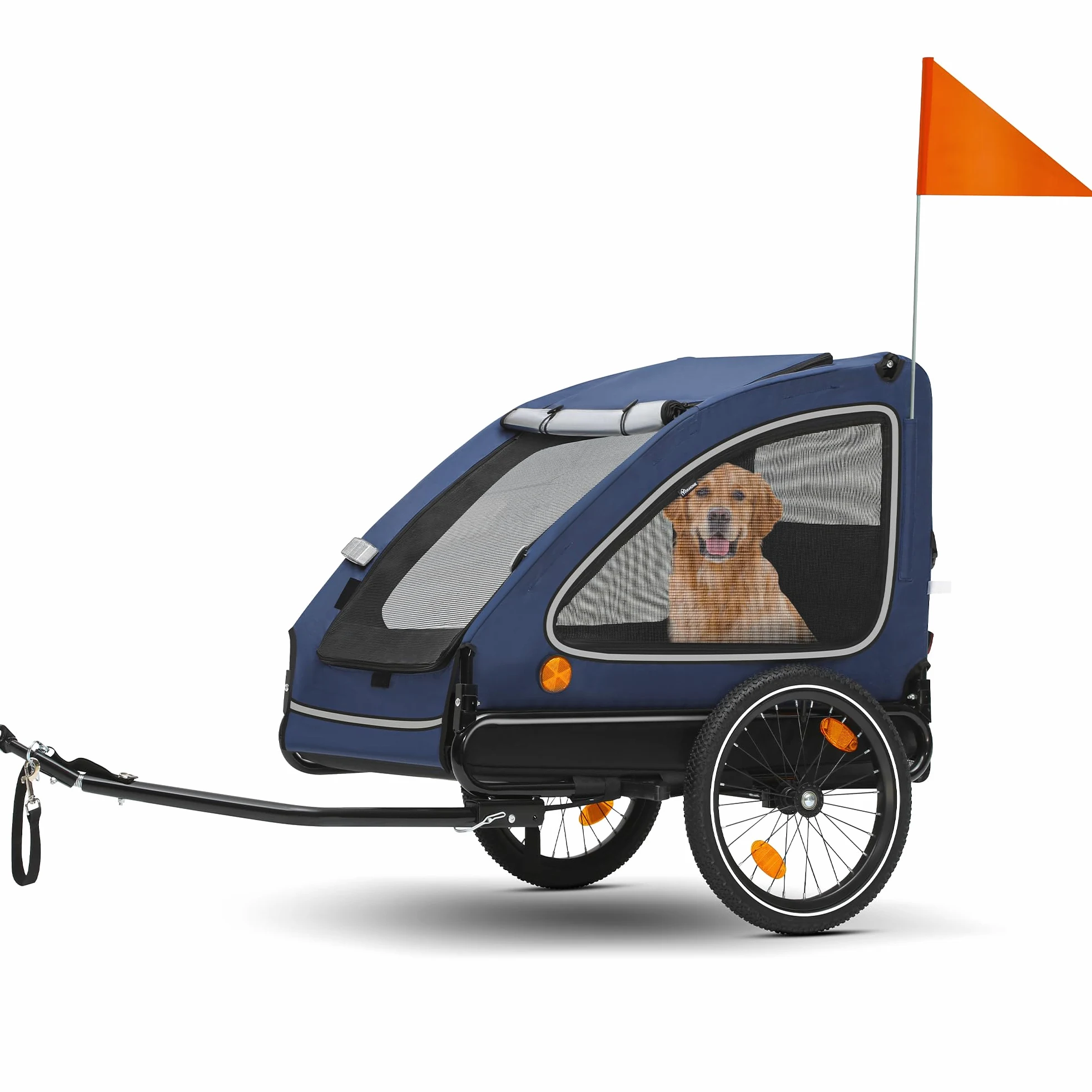 YITAHOME Rimorchio per cani 2 in 1 con ruota anteriore girevole a 360° e rimovibile, passeggino per cani in tela Oxford 600D, rimorchio per bicicletta, max 40 kg, riflettori e guinzaglio di sicurezza