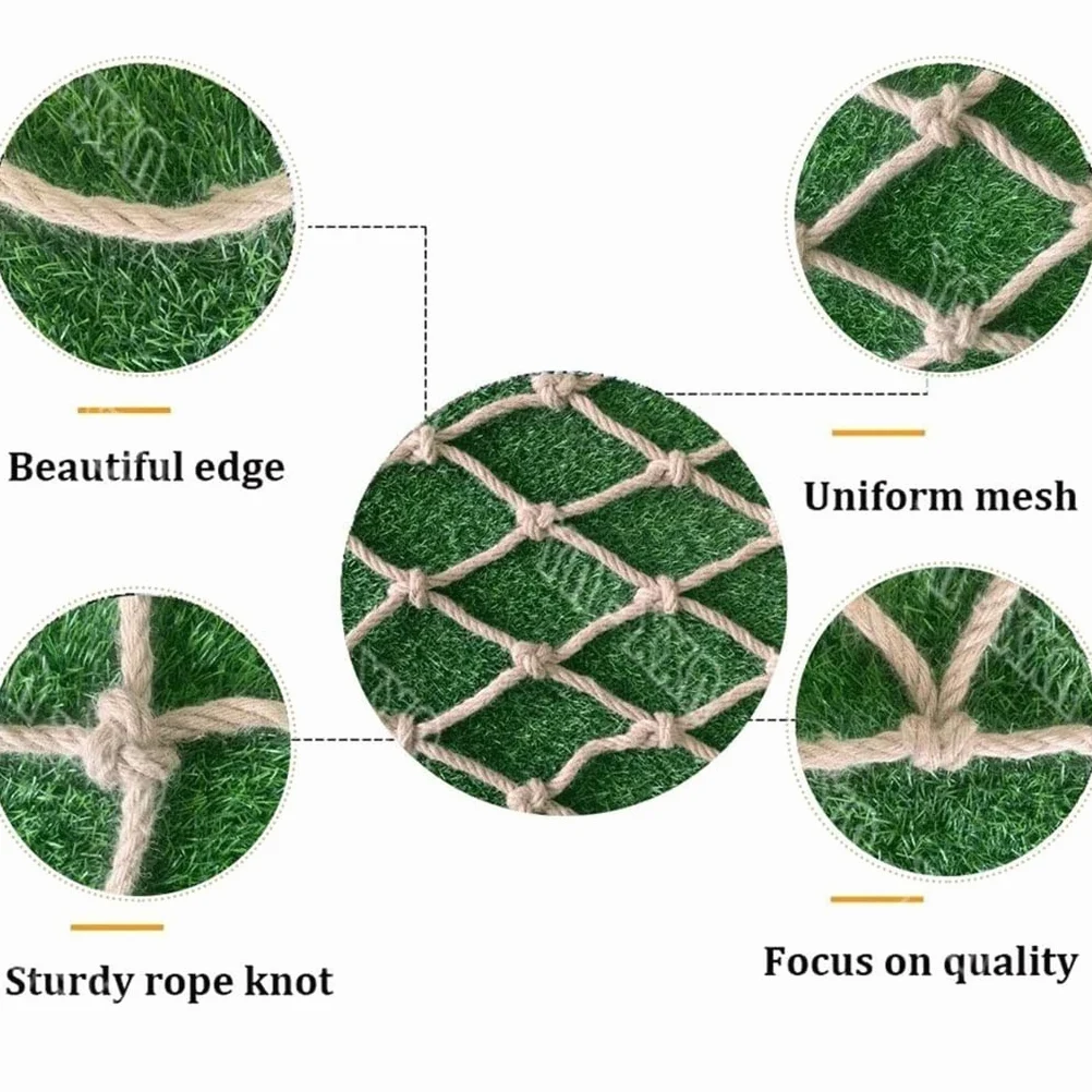 Rete da arrampicata per bambini, corda di canapa intrecciata a mano, 8 mm, per soffitto, divisorio, capannone, divisorio e esposizione di foto, rete multifunzionale sicura per arrampicata per interni