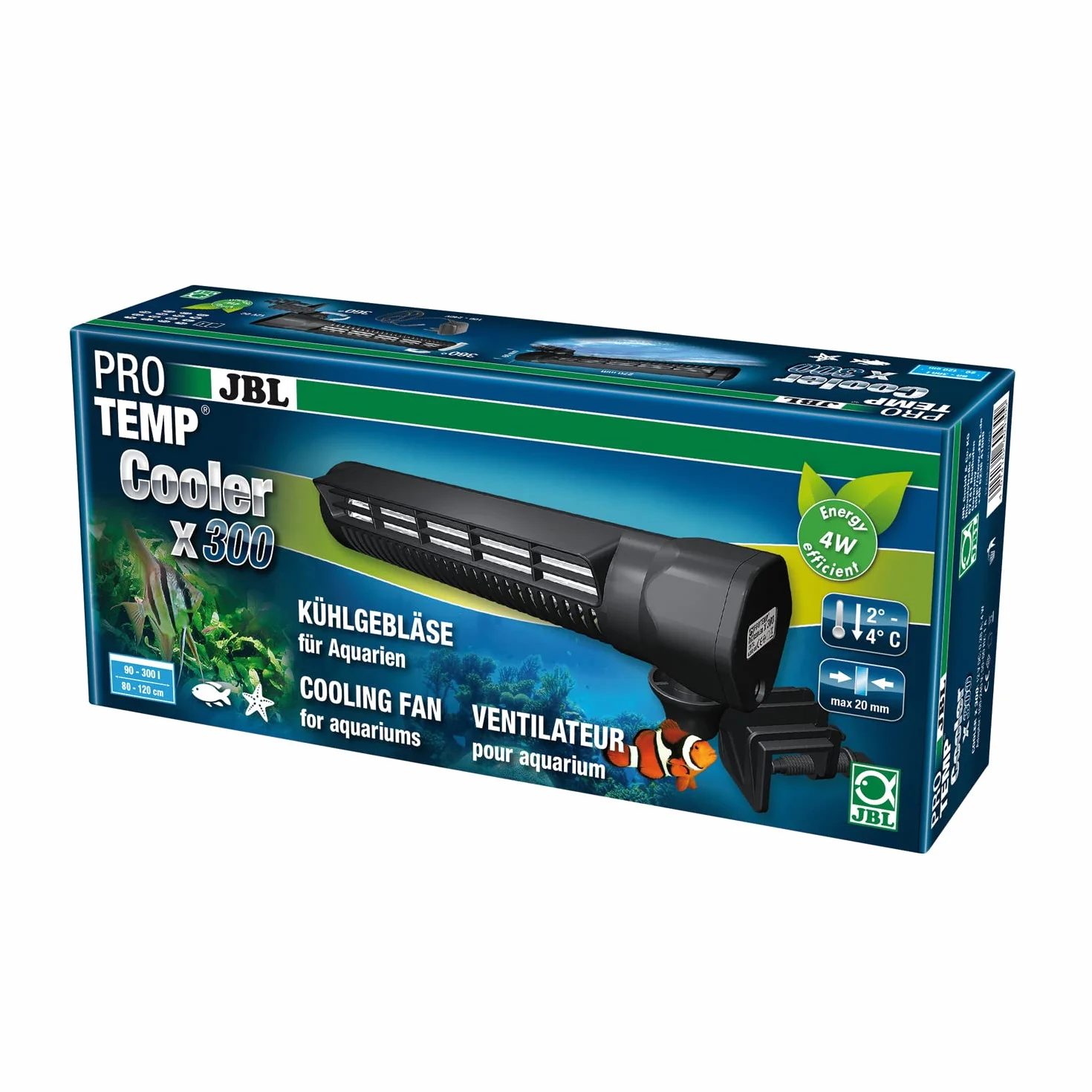 JBL PROTEMP Cooler x300 - Ventola di raffreddamento per acquari da 90 a 300 litri, adatta per acqua dolce e salata