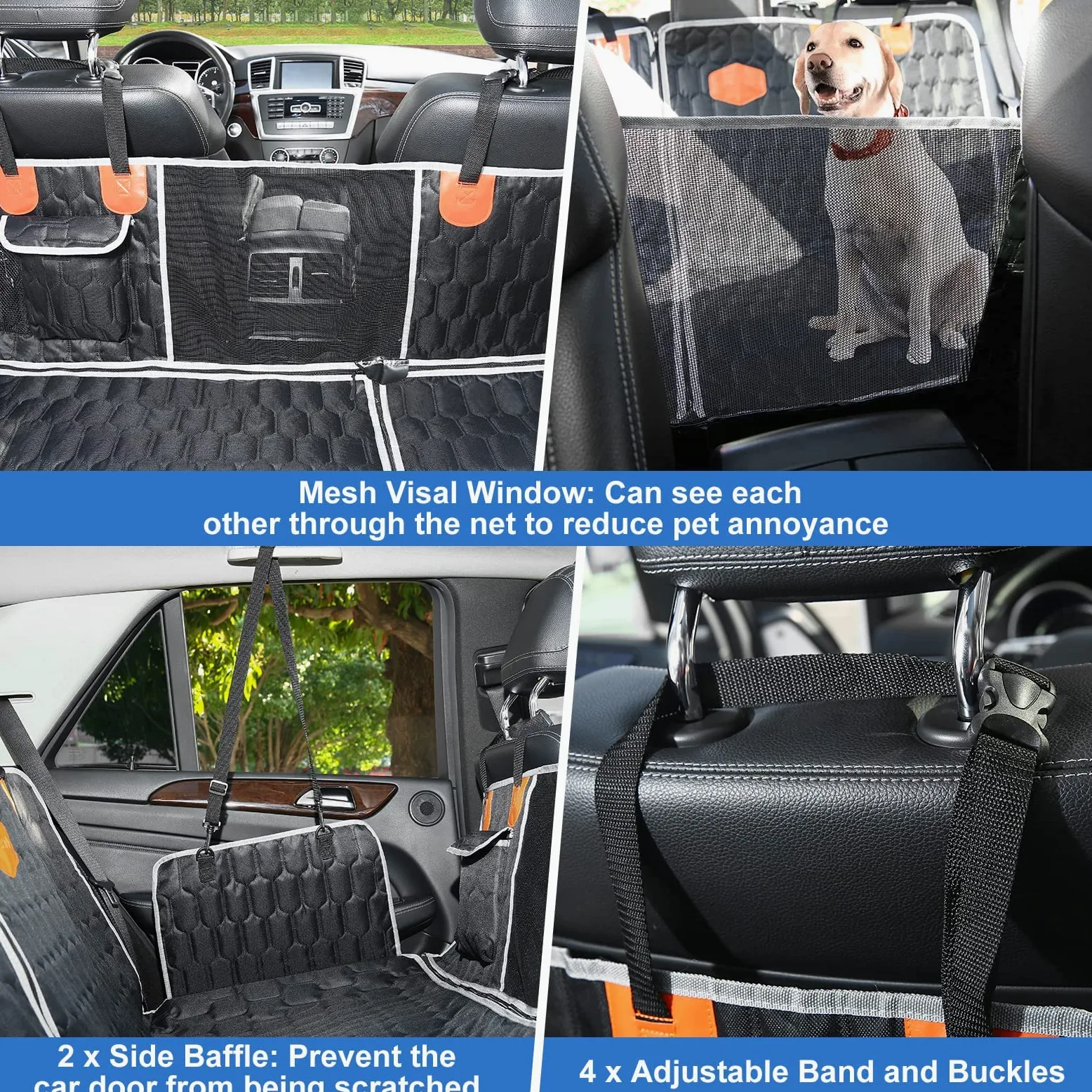 Coprisedile Auto Cani Telo per Ford KA+ Active (ab Bj.2018) -, Coprisedili Posteriore Cani Impermeabile Antiscivolo con FinestreAntigraffiato Telo Cane Auto