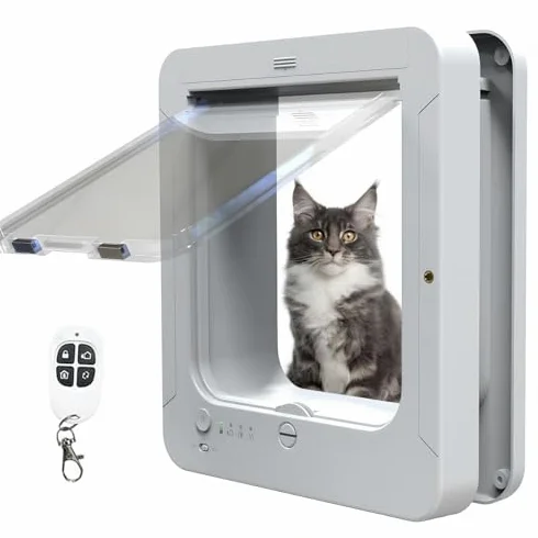 Sportello automatico per animali domestici con microchip, accesso selettivo, telecomando, sistema di chiusura, sportello elettronico intelligente per cani e gatti, impermeabile, resistente alle inte