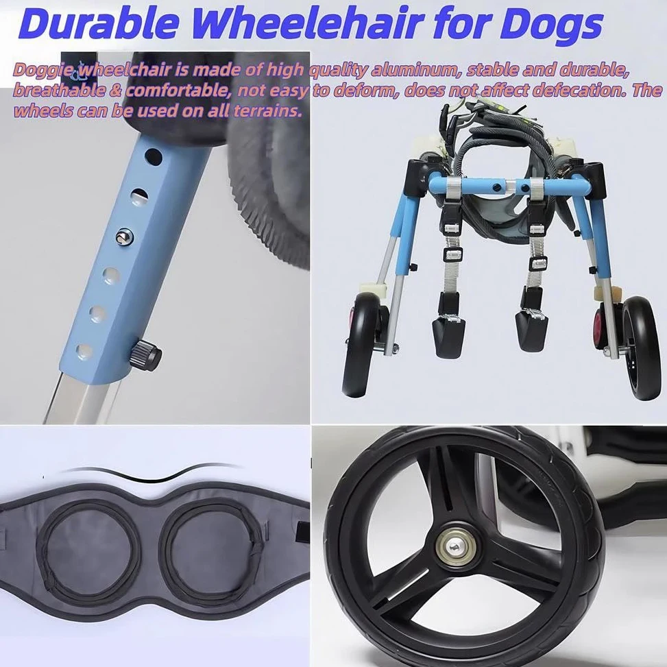 Supporto per Gambe Regolabile per Sedia A Rotelle per Cani A 4 Ruote, Sedia A Rotelle per Gambe Posteriori per Cani, Ausilio per La Mobilità A Supporto Completo