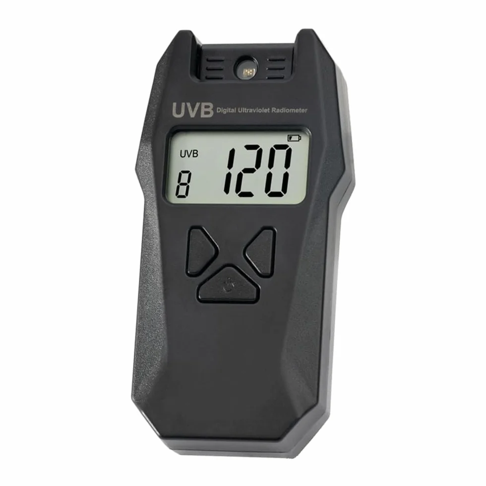 DONGKER Indice UVB con sonda reversibile, radiometro digitale portatile con funzione di registrazione dei dati, per test ambientali sui rettili