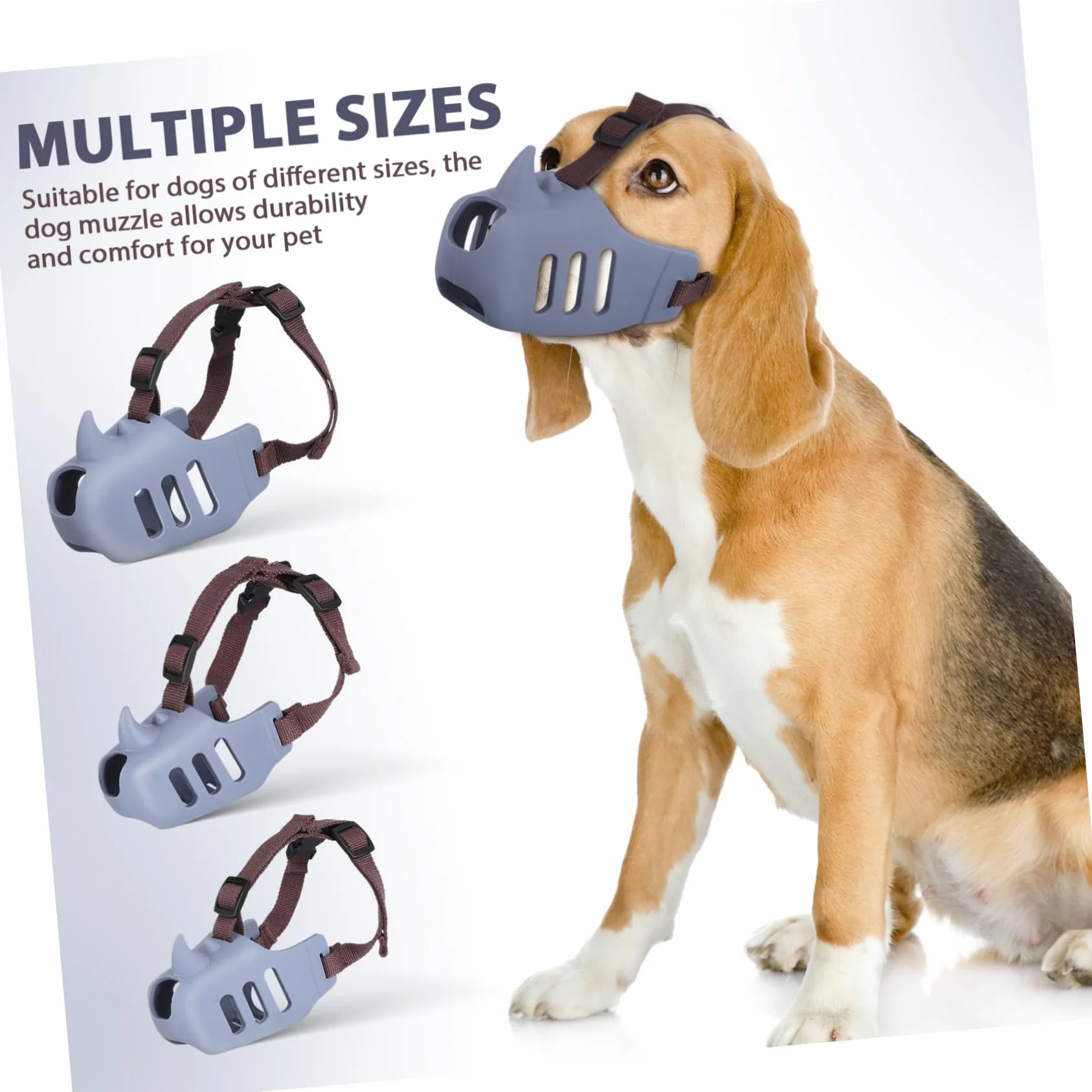 ERINGOGO Museruola per Cani Media e Grande in Silicone Regolabile 3 Pezzi Antiaucciato e Prevenzione Morsi Colore alla Moda per Uso Prolungato