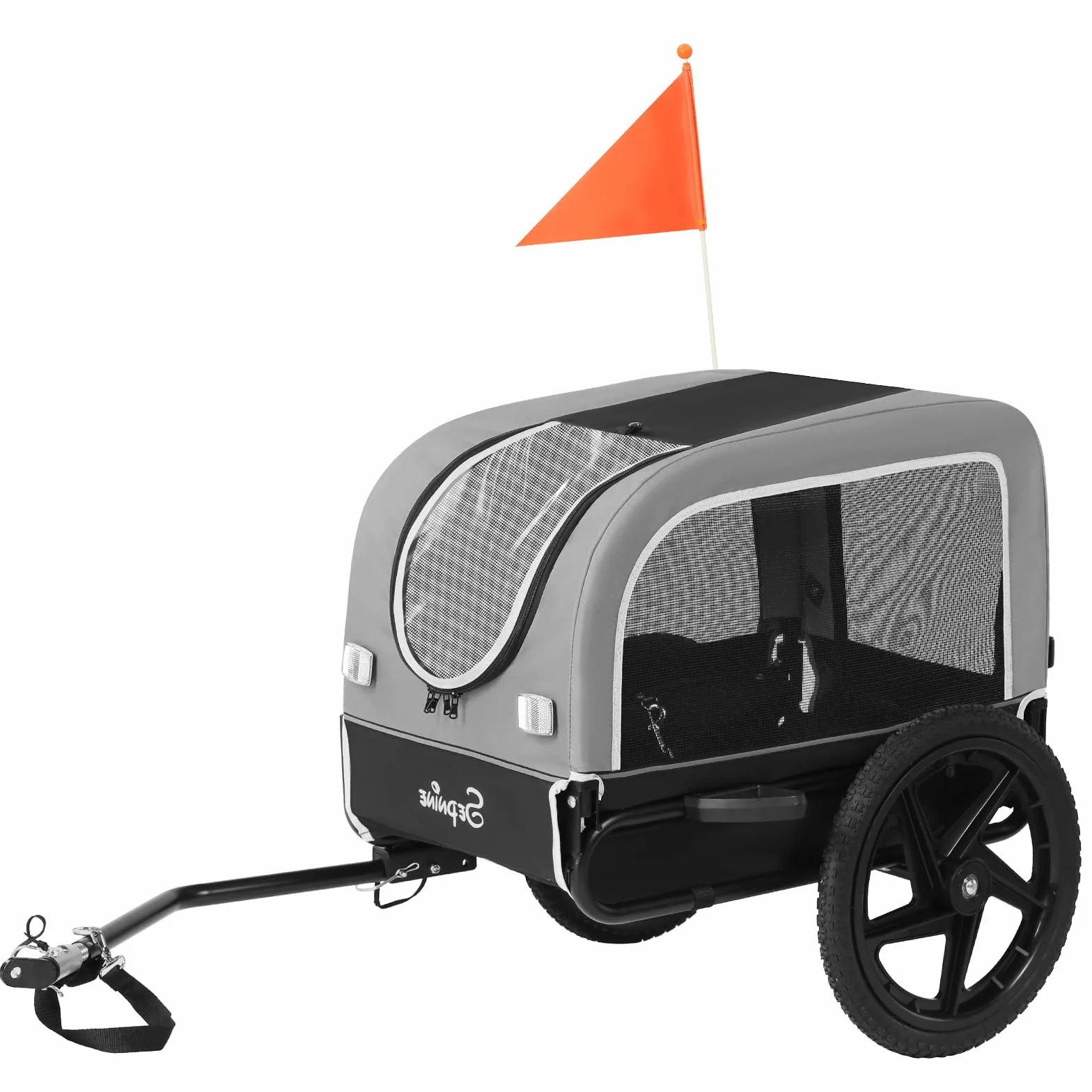 Rimorchio per bicicletta per cani di piccola e media taglia - 23kg, rimorchio pieghevole per bicicletta con ruote a sgancio rapido, ideale per gite in bicicletta e attività all'aperto, grigio/nero