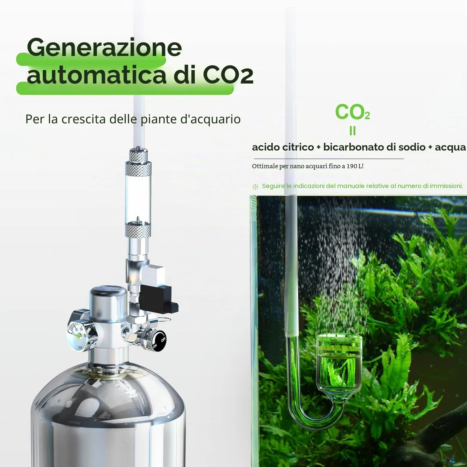 FZONE 2.5L Aquarium CO2 Generator System Carbon Dioxide Reactor Kit con regolatore e valvola ad ago per Acquario Piante Serbatoi (2.5L(with solenoid))
