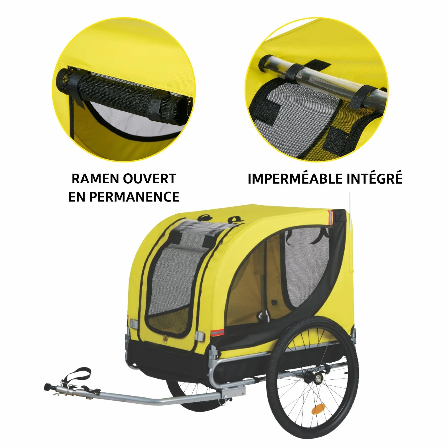 Dunlop Carrello per Bici Max. 40 KG - Rimorchio Bici Cani Pieghevole a Piatto - Facile da Montare - Rimorchio Bicicletta Copertura Antipioggia - Ruote Gonfiabili Rimovibili