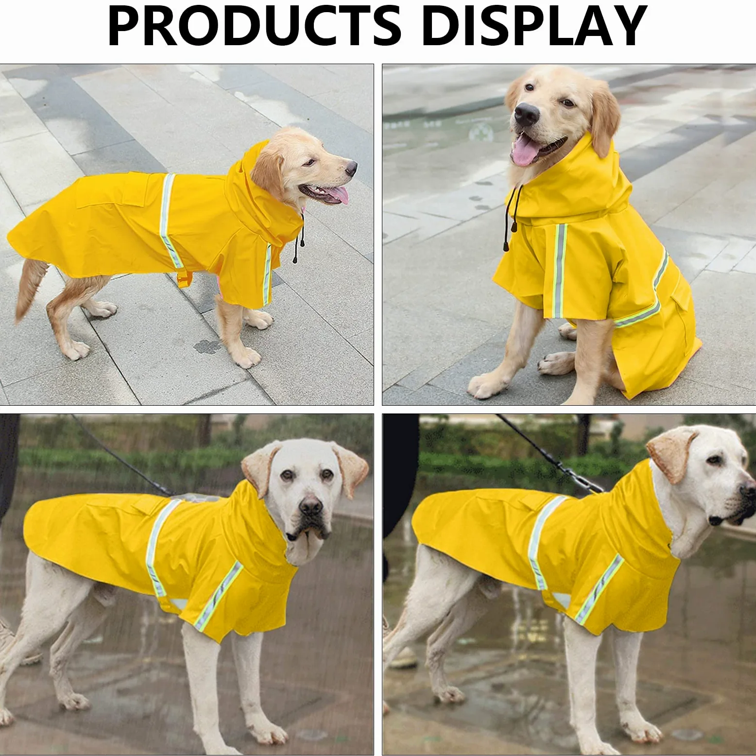 Impermeabile per cani, cappotto per cani da compagnia impermeabile regolabile, impermeabile di sicurezza antivento, impermeabile traspirante per cani di piccola, media e grande taglia (Yellow 5X)