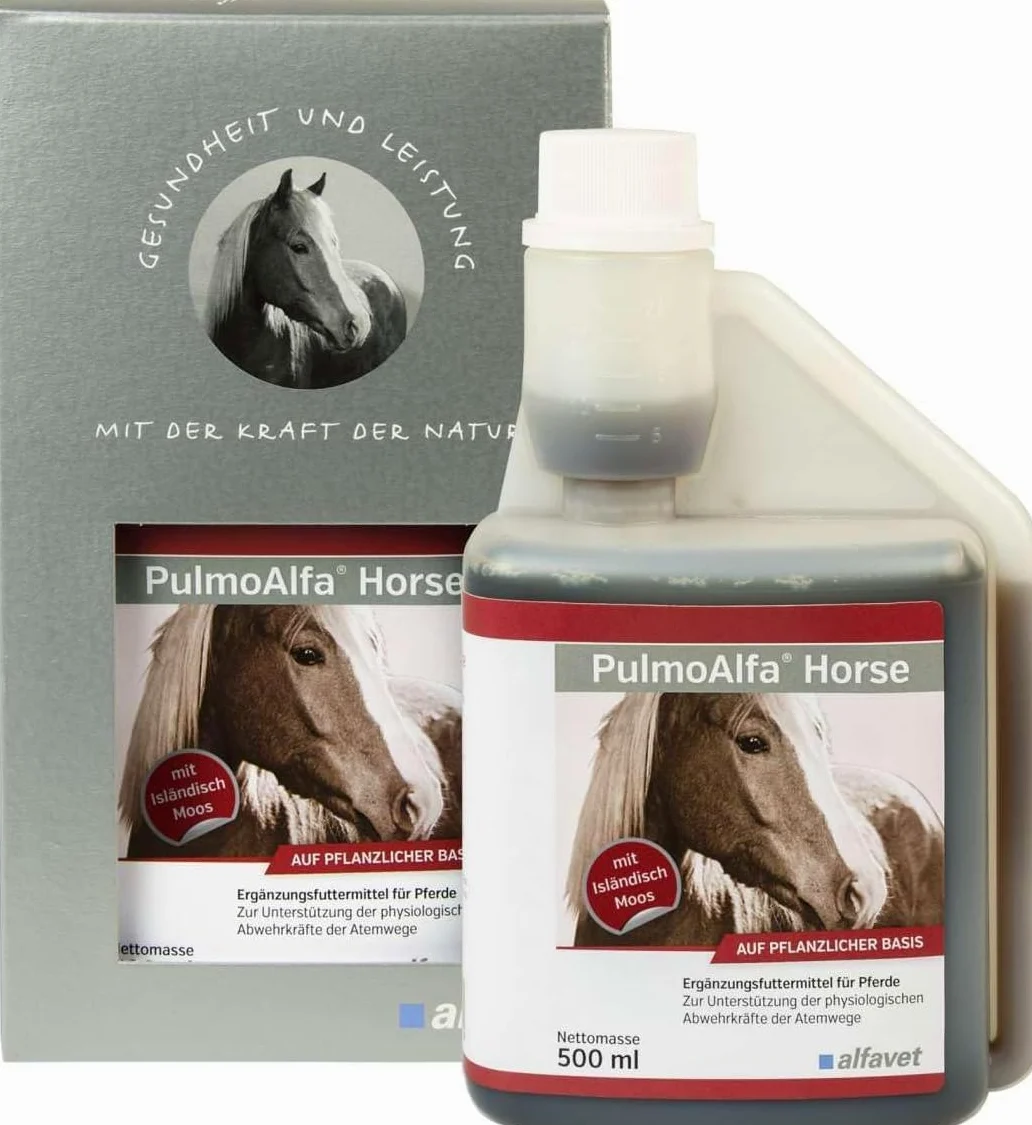 Alfavet PulmoAlfa Horse - Sciroppo per la tosse che sostiene le difese fisiologiche delle vie respiratorie - Integratore alimentare per cavalli - Flacone dosatore da 500 ml