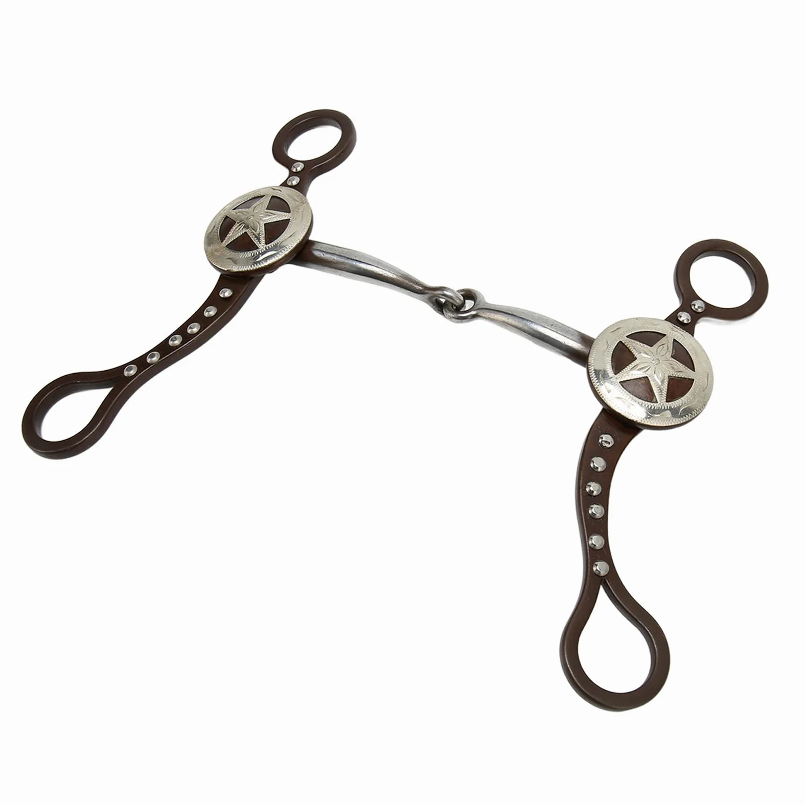 Morso per Bocca di Cavallo, Morso per Cordolo Tutt'intorno in Bronzo Antico Intagliato a Mano, Filetto Western Professionale in Acciaio Inossidabile, Morso per Filetto per Cavallo