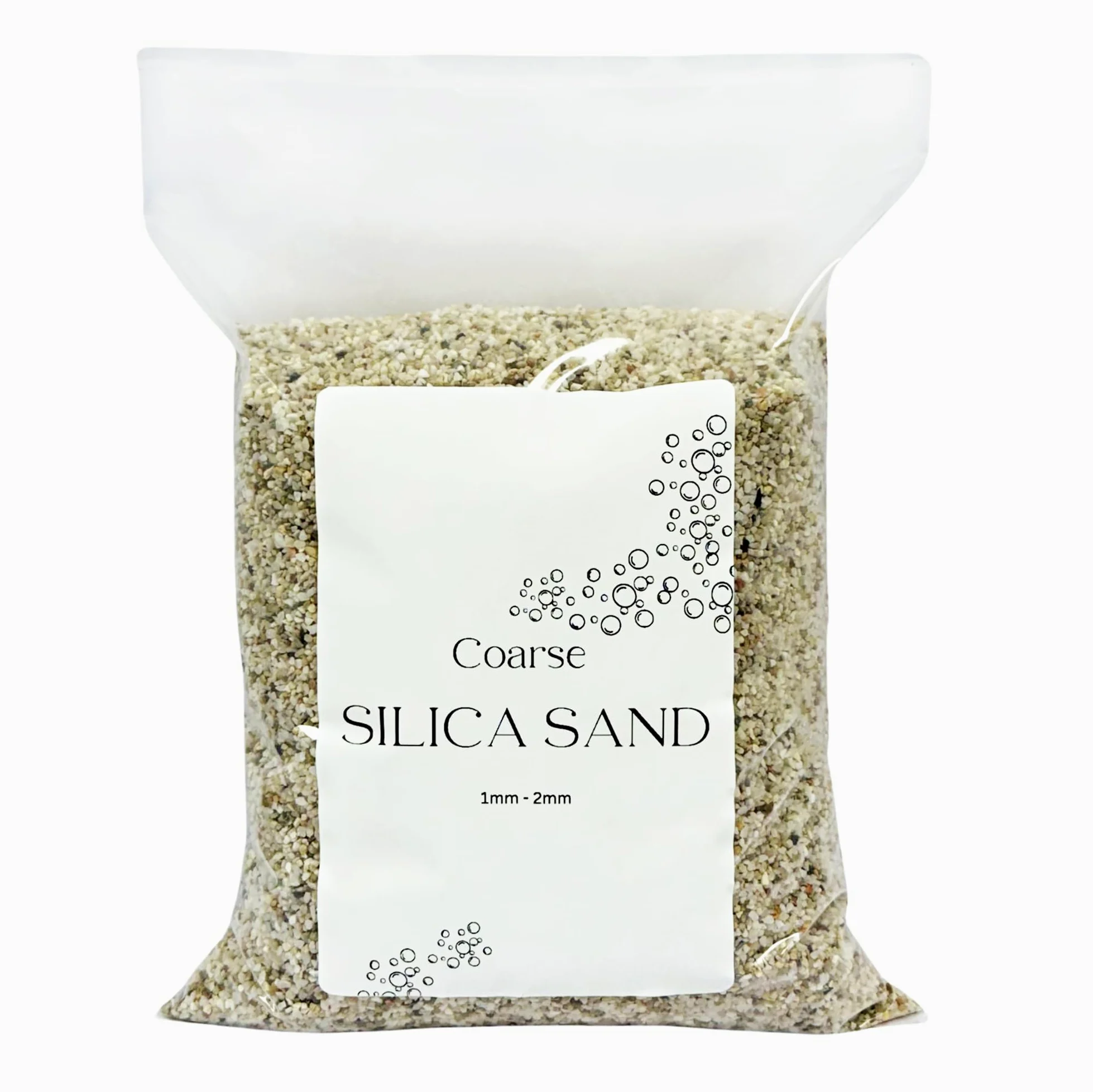 Sabbia di silice di colore naturale, grana grossa, 1 mm-2 mm, ideale per acquari, arti e mestieri e terreno da giardinaggio (5 kg)