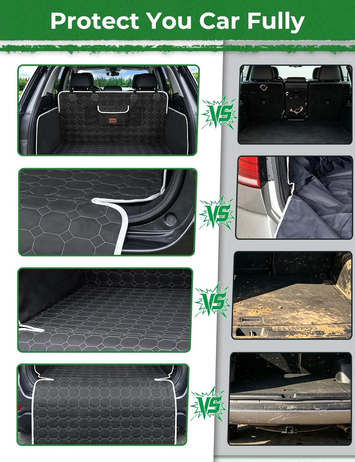 KYG Telo Auto per Cani, Telo Cane Auto Bagagliaio con Laterale e Paraurti, Antiscivolo Impermeabile Resistente ai Graffi, Universale per Bagagliaio Auto, SUV, Station Wagon, Furgoni, 200 * 105cm