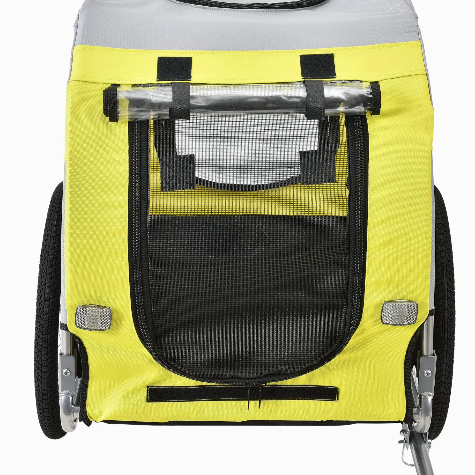 pro.tec Rimorchio per Bicicletta per Trasporto Cani 138 x 71 x 90 cm Carrello per Trasporto Animali Domestici Carico Max.26 kg - Giallo-Griggio-Nero