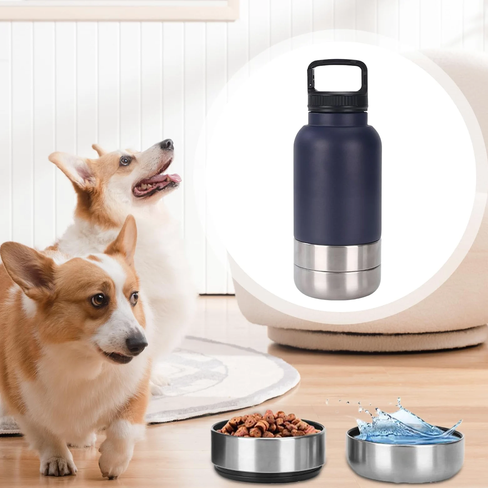 Borraccia Acqua Portatile Animali Contenitore Cibo 1520 ml Animali | Borraccia Termica Da Cuccioli Per Viaggio Appartamento Outdoor Road Trip Escursioni Campeggio Passeggiate Picnic Dormitorio