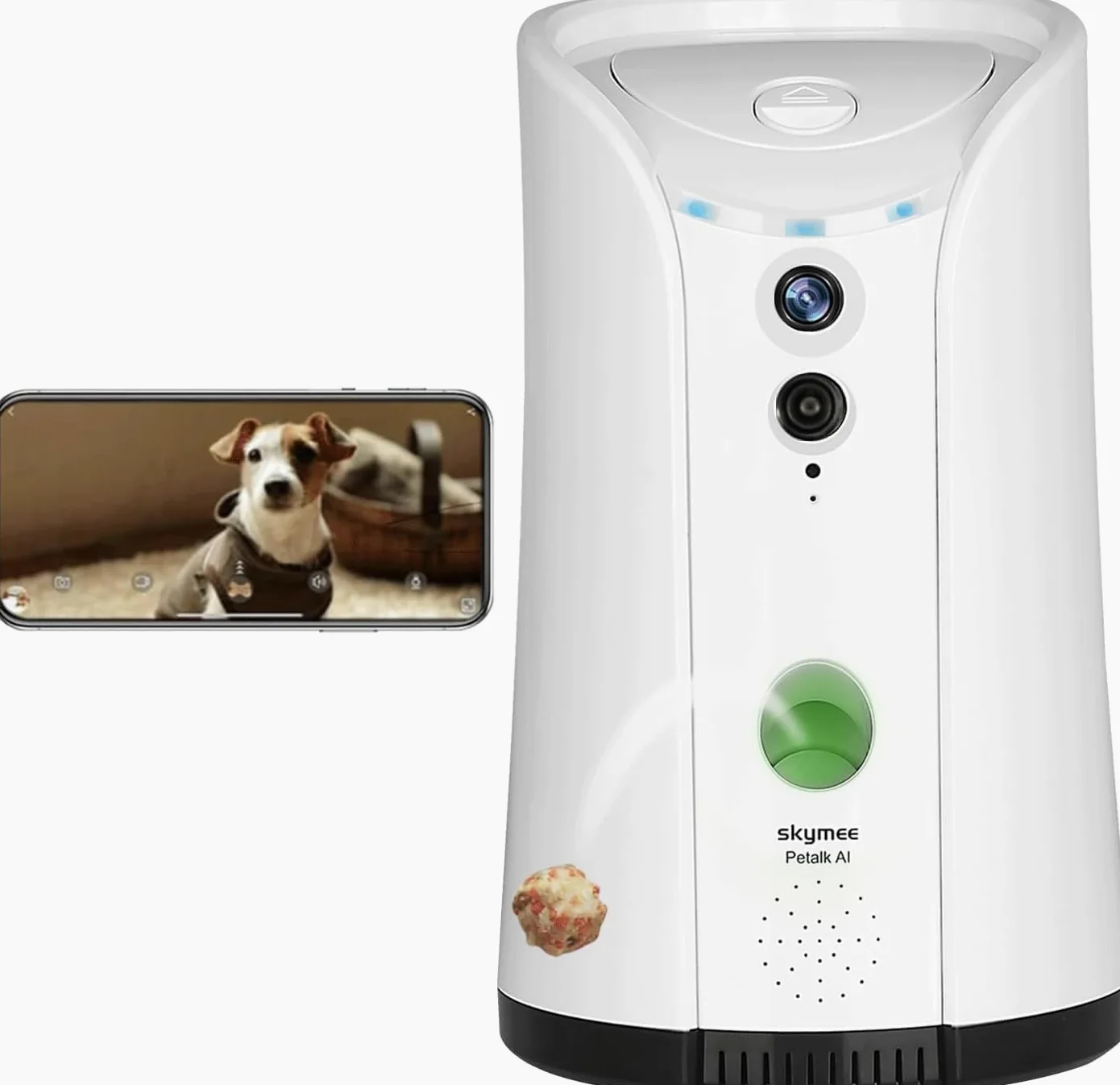 SKYMEE Dog Camera Videocamera per Cani con Treat Dispenser Lancio Croccantini Videocamera per Animali WiFi Telecomando 1080P HD Visione Notturna Audio Bidirezionale, Compatibile con Alexa