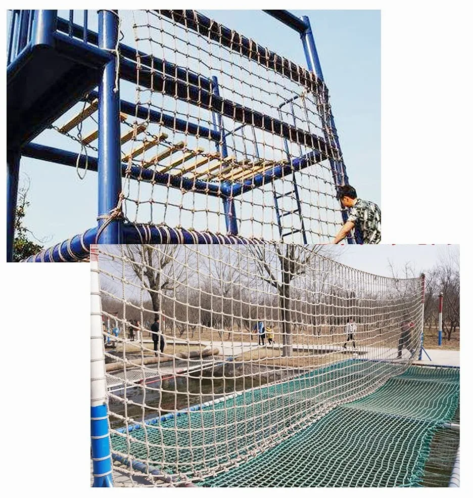 Rete da Arrampicata in Iuta e Canapa - Rete di Sicurezza in Corda 2x3 m (6,6x9,8 Piedi) per Parco Giochi, Giardino, carico automobilistico, attività all'aperto, Supporto per Amaca, Maglia re