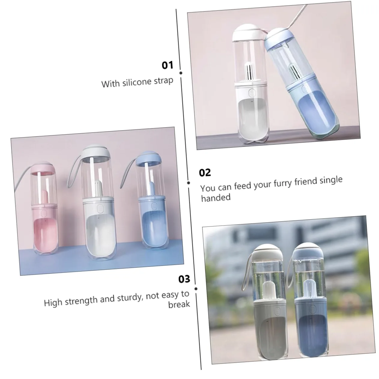 Beavorty Borraccia per Animali da 330ml, Design a U, Apertura Ampia e Uso Mano, di Perdite, per Gatti e Cani in Viaggio