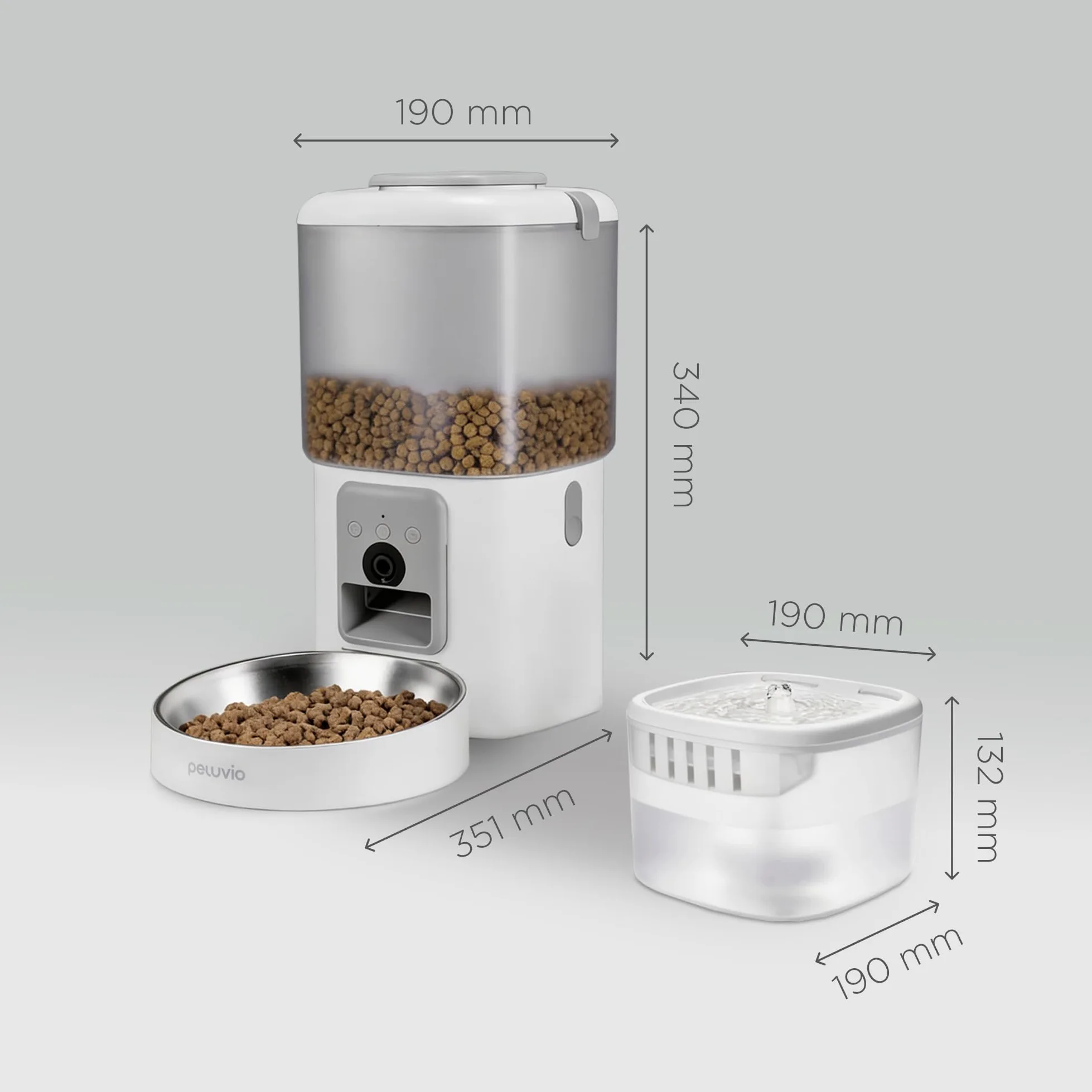 FEAST Distributore Automatico Cibo Gatti con WiFi e Videocamera, Dispenser Crocchette Gatto 4,5 L con Ciotola, Porzioni Programmate, Fontana 2,5 L, Distributore Automatico Cibo Cani (Bianco)