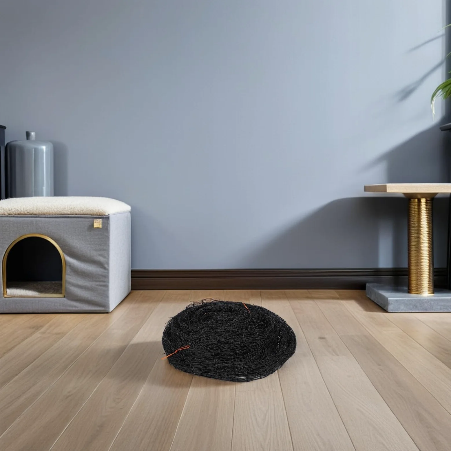 Rete di Sicurezza per Gatti Balcone Anti-Caduta Nero | Pe e Filo D'acciaio, Design Trasparente, per Appartamenti e Uso Esterno, Misura 9, 8x13, 1