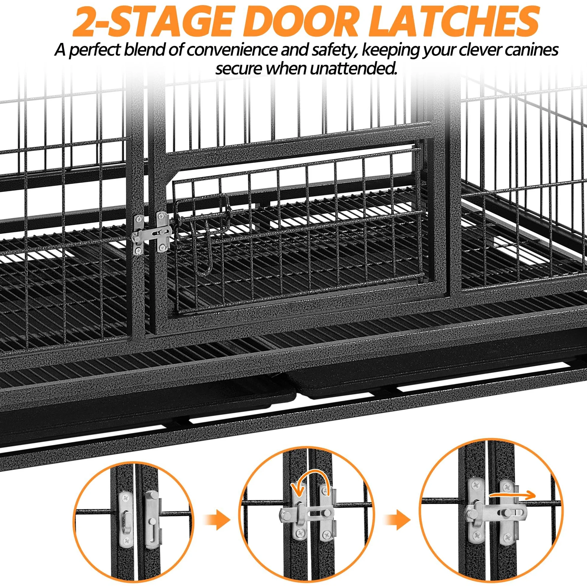 Yaheetech Gabbia per Cani Kennel Pieghevole 106 x 65 x 81 cm in Metallo Grande Tetto Apribile Medio con Ruote e Chiavistello Due Vassoi Rimovibili Sportello Nero