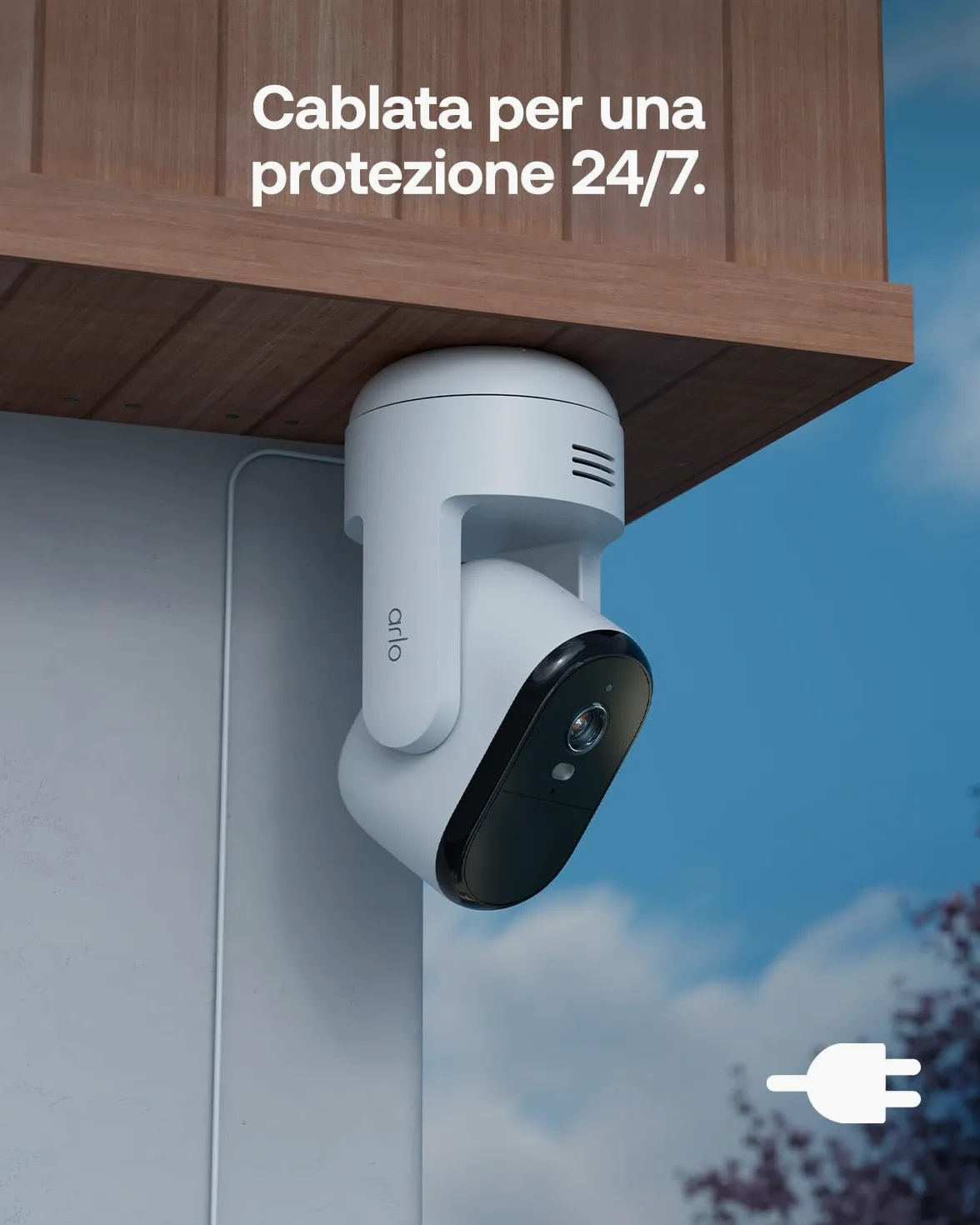 Arlo Essential 3 Telecamera HD 360º Pan-Tilt-Zoom WiFi Esterno Senza Fili, Sirena Allarme Casa, Sensore Di Movimento, Visione Notturna A Colori, Prova Inclusa Secure, 2 Telecamere, Bianche