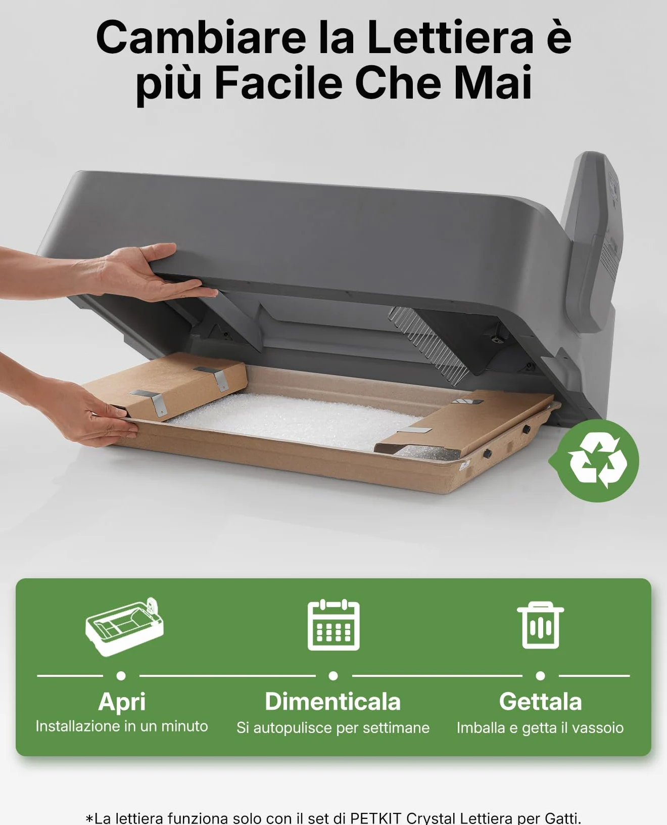 PETKIT PUROBOT CRYSTAL DUO Lettiera Gatto Autopulente con Telecamera AI, Monitoraggio APP, Deodorizzazione Doppia, Design Aperto Sicuro, Doppio Vano Raschiatura Bidirezionale per Gatti Grandi, Grigio