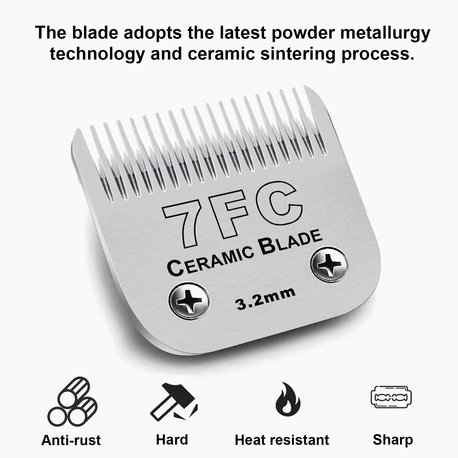 BESTBOMG Lame di Ricambio Compatibile con Oster Tosatrice per Animali, Lama in Ceramica Compatibile con Wahl Tosatrice per Cani Compatibile con Andis Tosatrice(7FC 3,2 mm)
