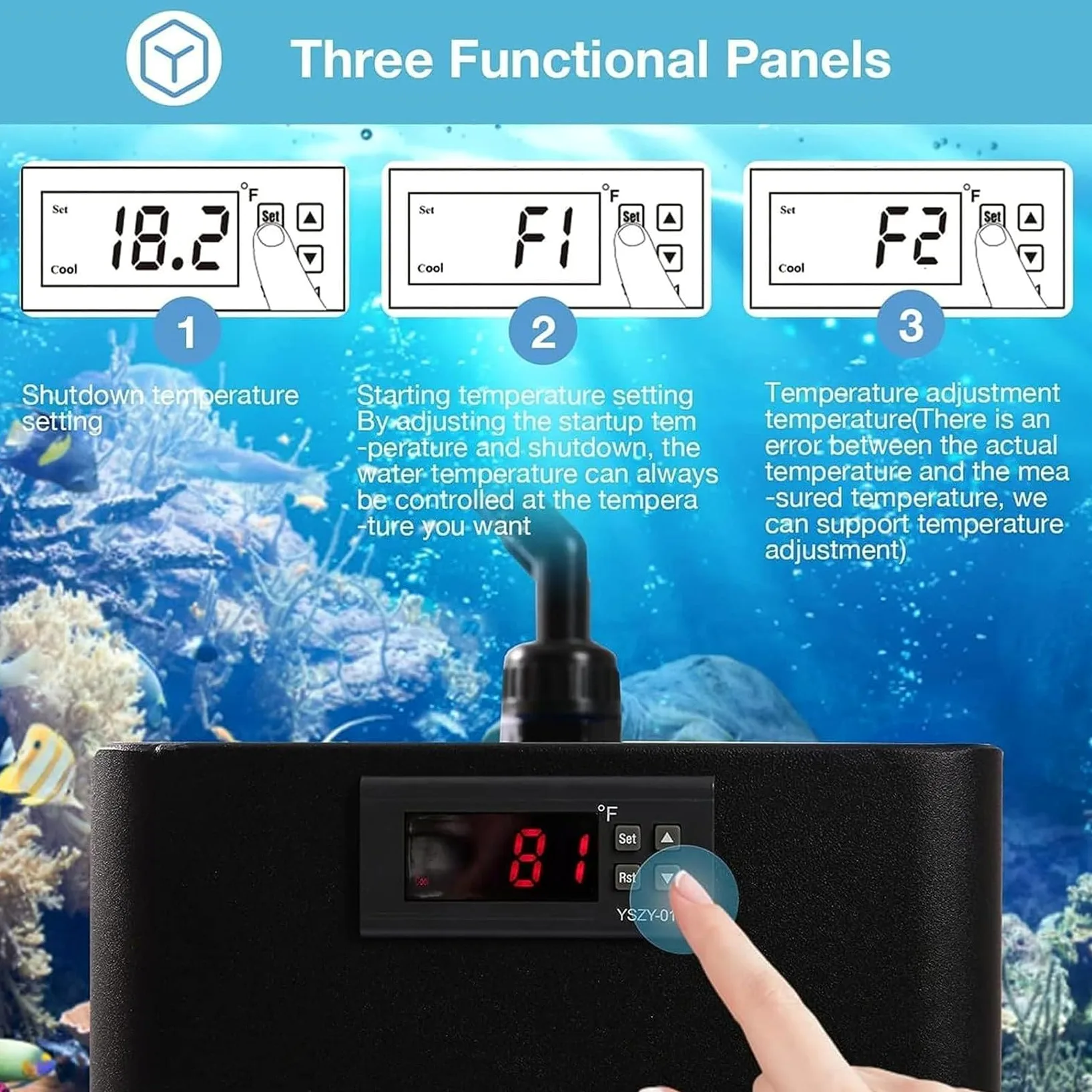 ZUMAHA Macchina per Il Raffreddamento dell'Acqua Dell'Acquario Commerciale 160l/300l/500l Refrigeratore d'Acqua Idroponico Intelligent Constant Fish Tank Chiller, Acqua Dolce/Salata con Pompa,300L
