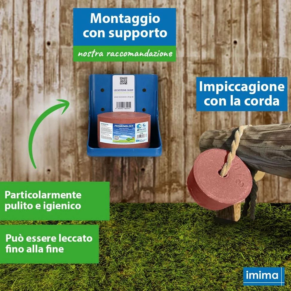 Mineral Lick Horse PREMIUMBLOCK Set di pietre saline 4 x 3 kg - Pietre saline per cavalli, pecore, capre, selvaggina e bovini - Pietra minerale per leccare il sale