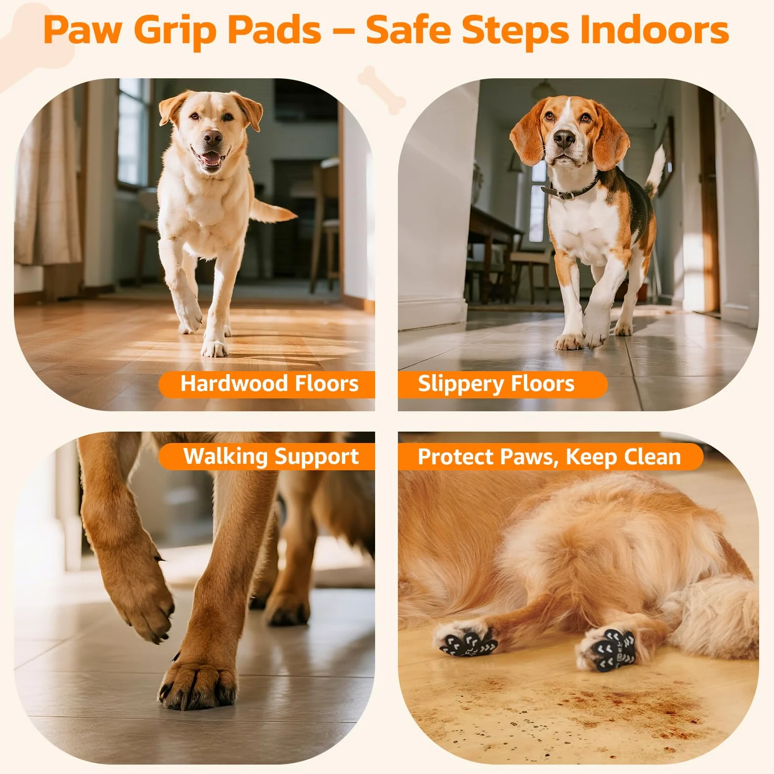 Cuscinetti antiscivolo per zampe di cane anziani, adesivi rosa con forte trazione su pavimenti in legno, Dog Essentials M (5-9 kg)
