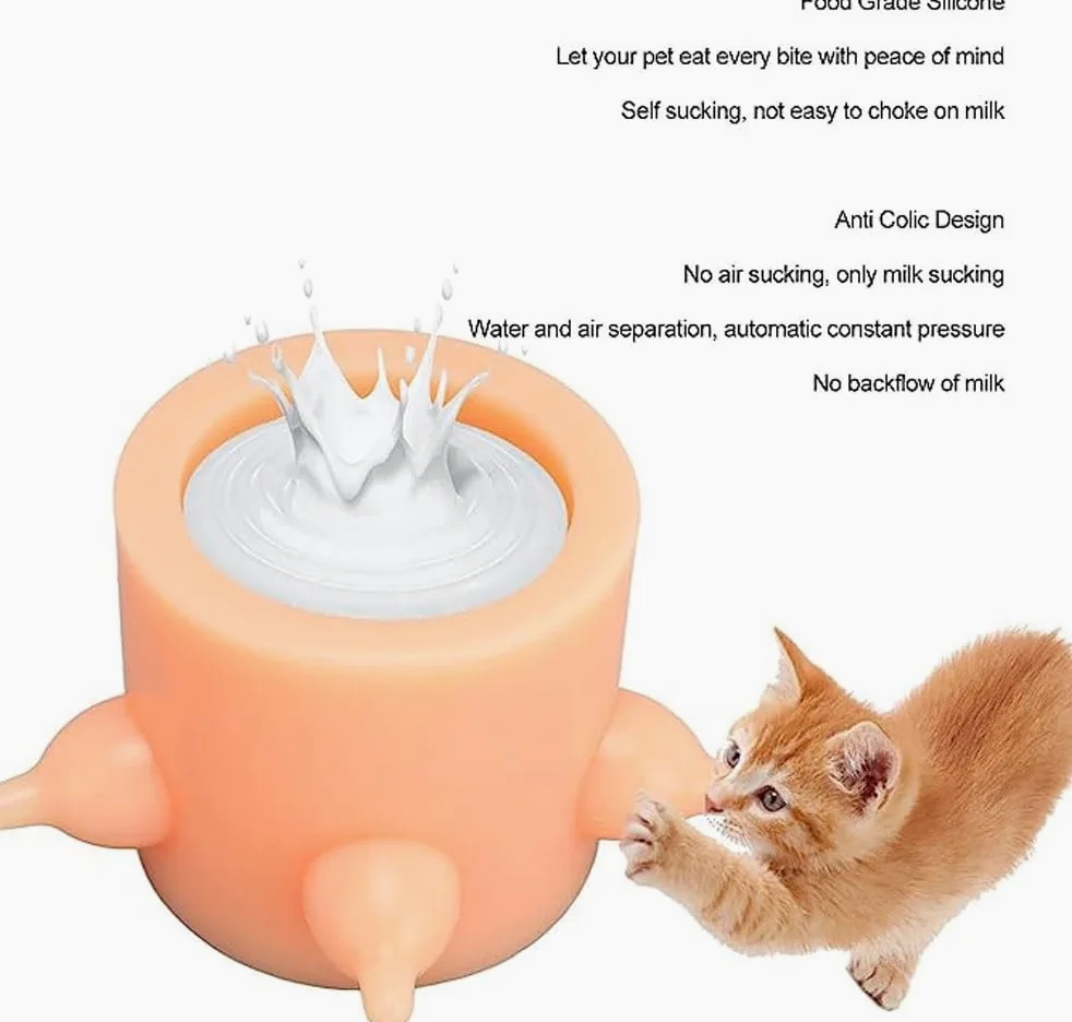 HEXEH Biberon for Cuccioli, Mangiatoie for Cuccioli for più Cuccioli, Ciotola for Latte for Cuccioli, 5 Capezzoli in Silicone for Cuccioli, Ciotola for Gattini, Cuccioli, capacità 350 Ml