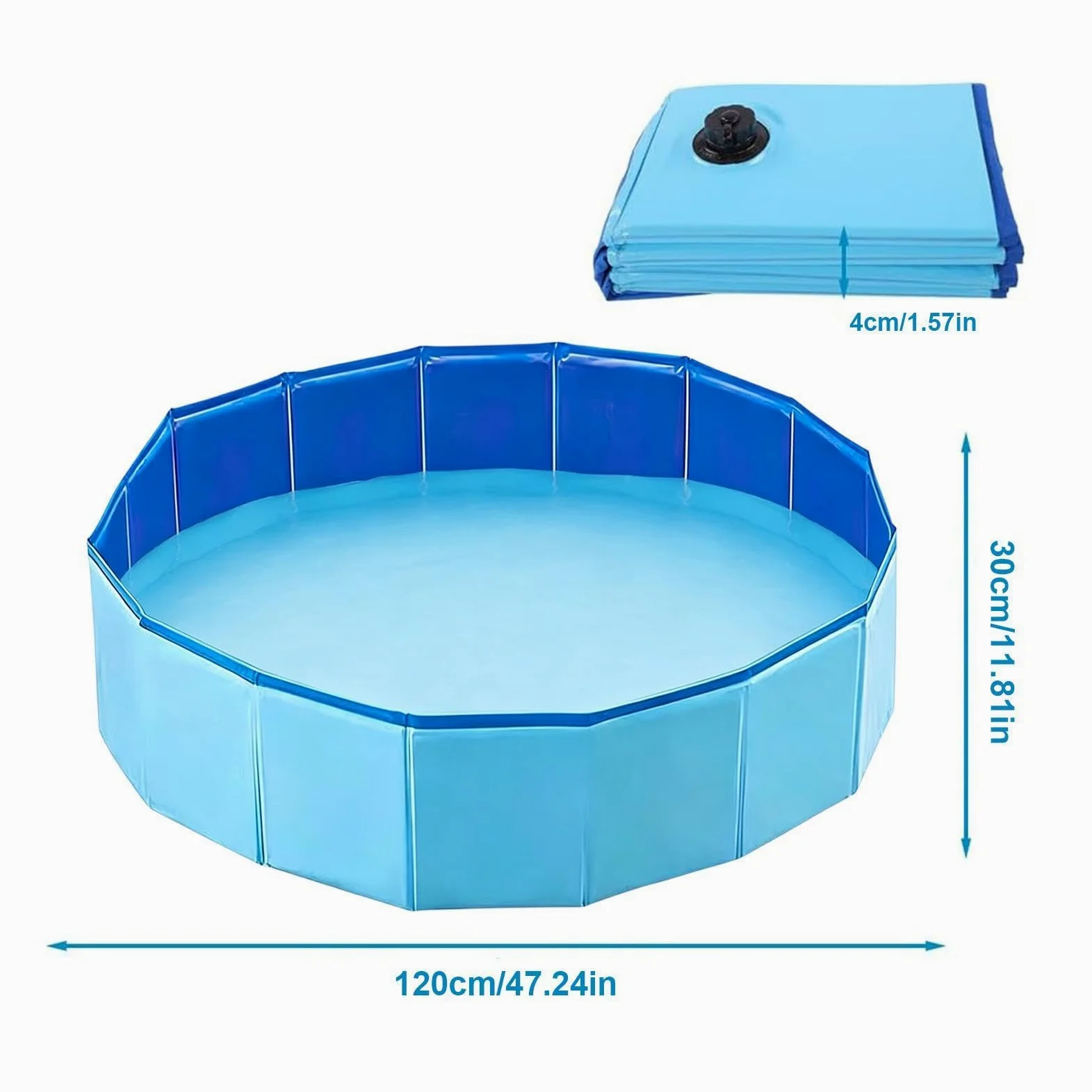 Piscina per Cani Vasca da bagno pieghevole portatile antiscivolo 120 x 30 | Vasca da Bagno Rigida per Animali Domestici per bambini, cuccioli, gatti, animali domestici, interno ed esterno