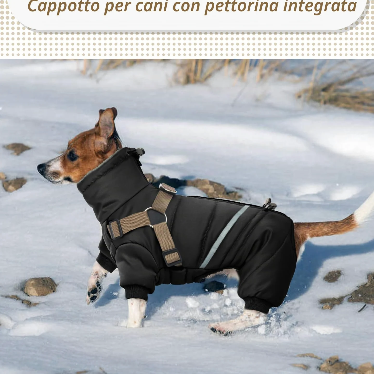 Cappotto Cane, Cappotti Per Cani Impermeabili Con Imbracatura, Cappottino Cane Taglia Piccola Media Grande, Vestiti Per Cani, Cappottino Imbottito Per Cane, Giubbotto Cane Antivento S-Xl