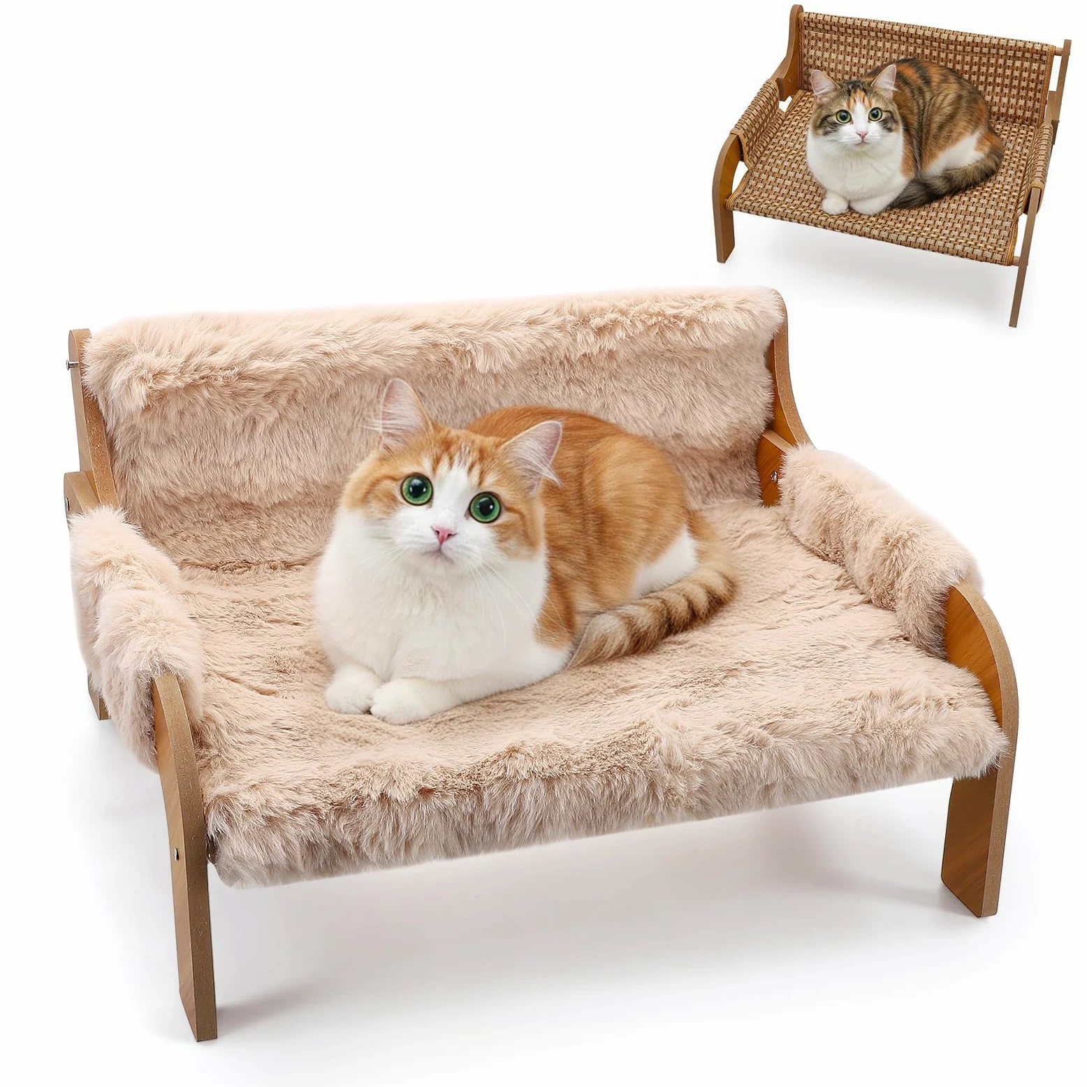 Divanetto Rialzato Per Cani E Gatti Portata 30 Kg, Viene Fornito Con Cuscini Estivi E Cuscini Invernali, Cuccia Rialzata Animali Domestici, 53X44 Cm, Grande Divano Per Gatti