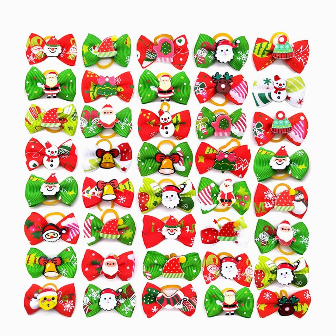 Mipcase 200 Pz Natalizi per di Animali Domestici Fiocchi di Pelo di Cane di Natale Fiocco di Natale per Cani Fiocchi di Pelo di Cucciolo Fiocchi di Cucciolo Elastico Il Cane