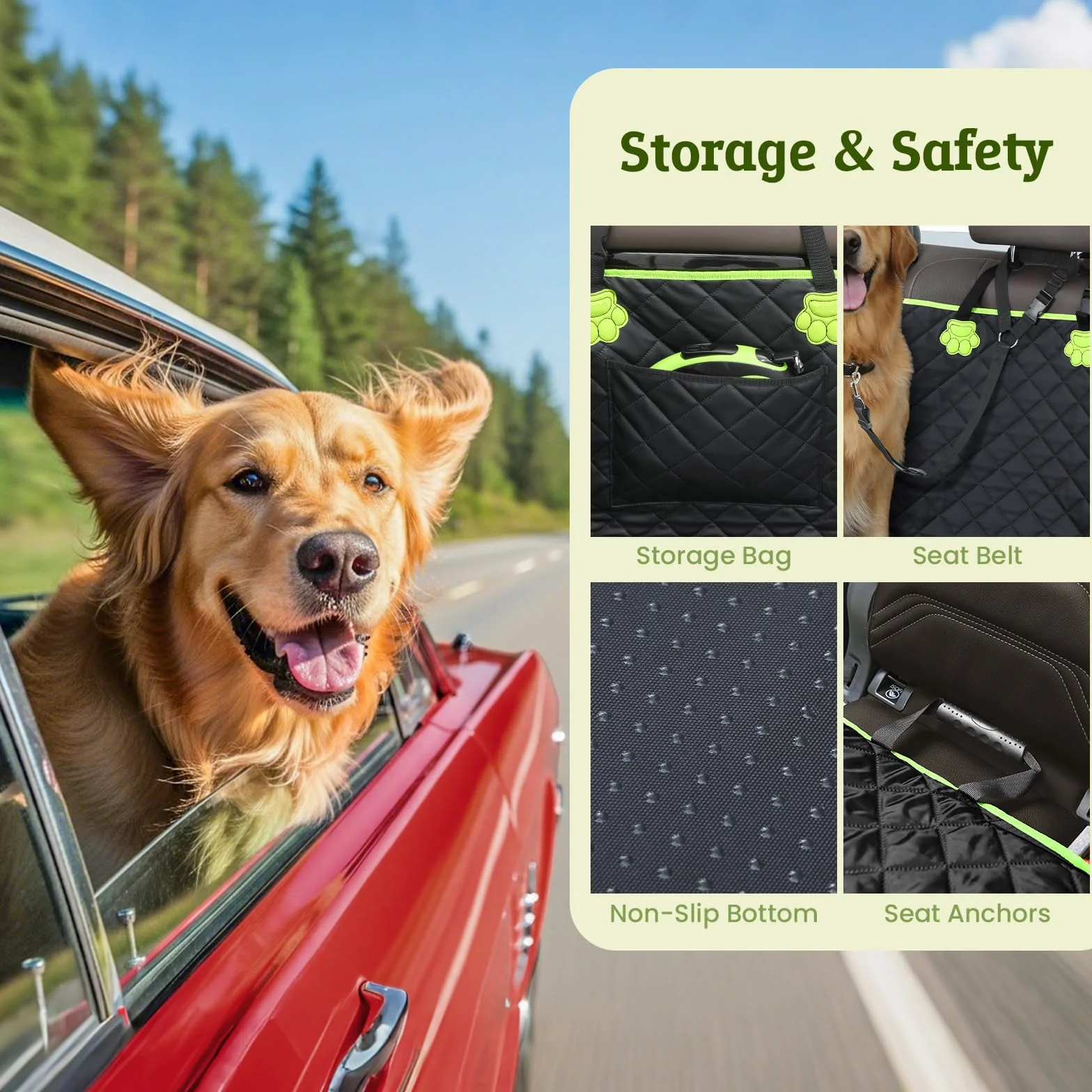 Pecute Coprisedile Auto per Cani 2 in 1, Impermeabile e Anti-Graffio con Base Rinforzata 150kg, per Viaggi e Usi Quotidiani
