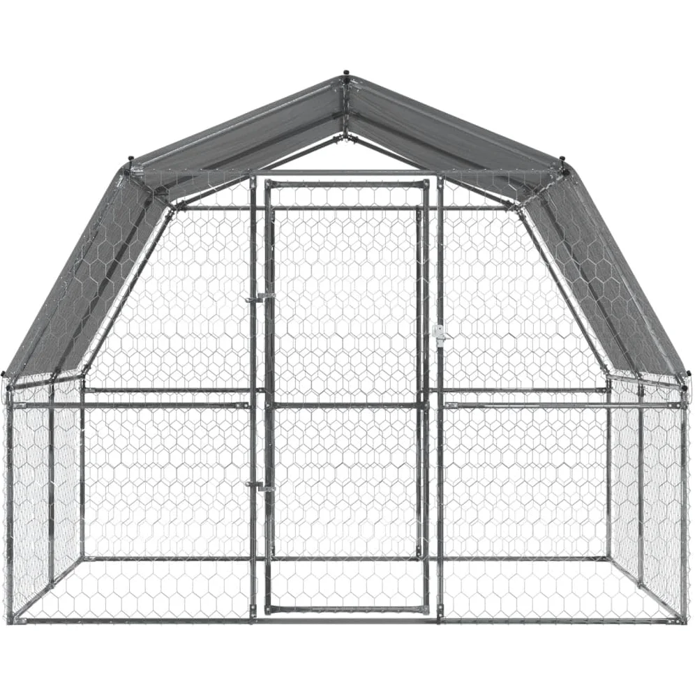 IKAYAA Recinto per Cani da Esterno Box per Cani con Tetto e Anta Kennel per Cani da Esterno Gabbia Cani in Acciaio Zincato-375 x 285 x 230 cm