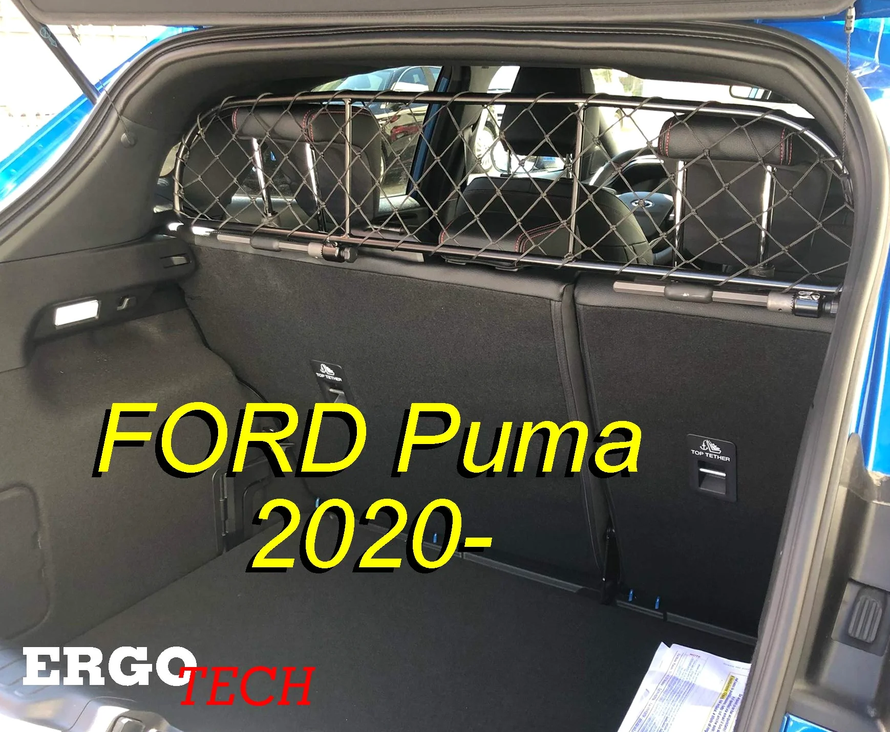 ERGOTECH Divisorio Griglia Rete Divisoria per Ford Puma, RDA65-XXS8, per Trasporto Cani e Bagagli. Sicuro, Confortevole, garantito!