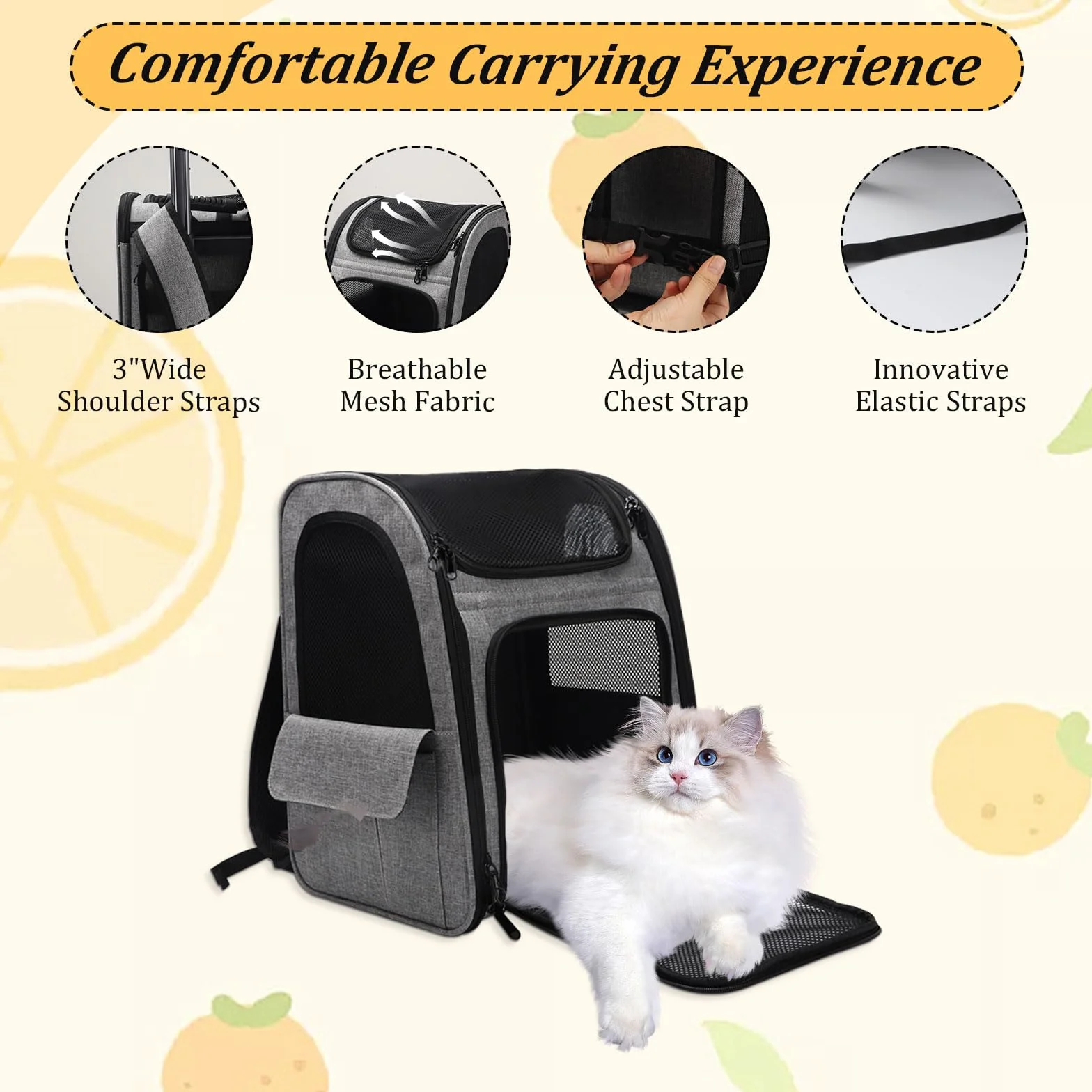 Trasportino Gatto con Ruote, Trasportino da Viaggio per Animali, Zaino Trolley per Cani Gatti con Tasche, Portatile Traspirante, per Cani Piccoli Gatti Medi Fino 15 KG per Viaggi Lunghi Corti
