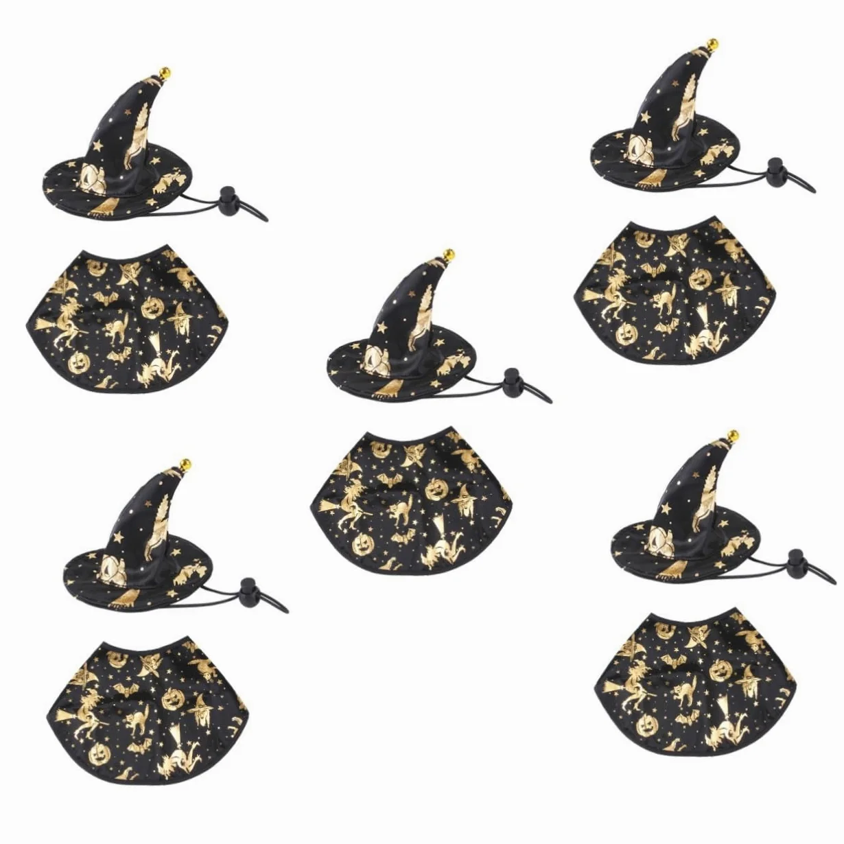 BESPORTBLE 5sets Costume Per Animali Domestici Con Cappello Da Stregone Set Chic Per Halloween Accessori Cosplay Per Cani e Gatti Materiale Leggero e Comodo Facile Da Indossare Per Festività