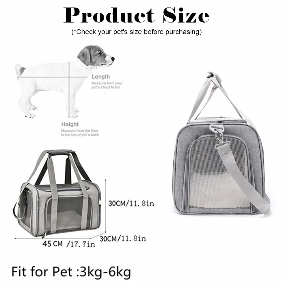 Boîte de Transport Pliable per Cani, Trasportino per Cani e Gatti, pieghevole, borsa per il trasporto del cane, con tracolla regolabile per gatti, cani, animali domestici(greu)