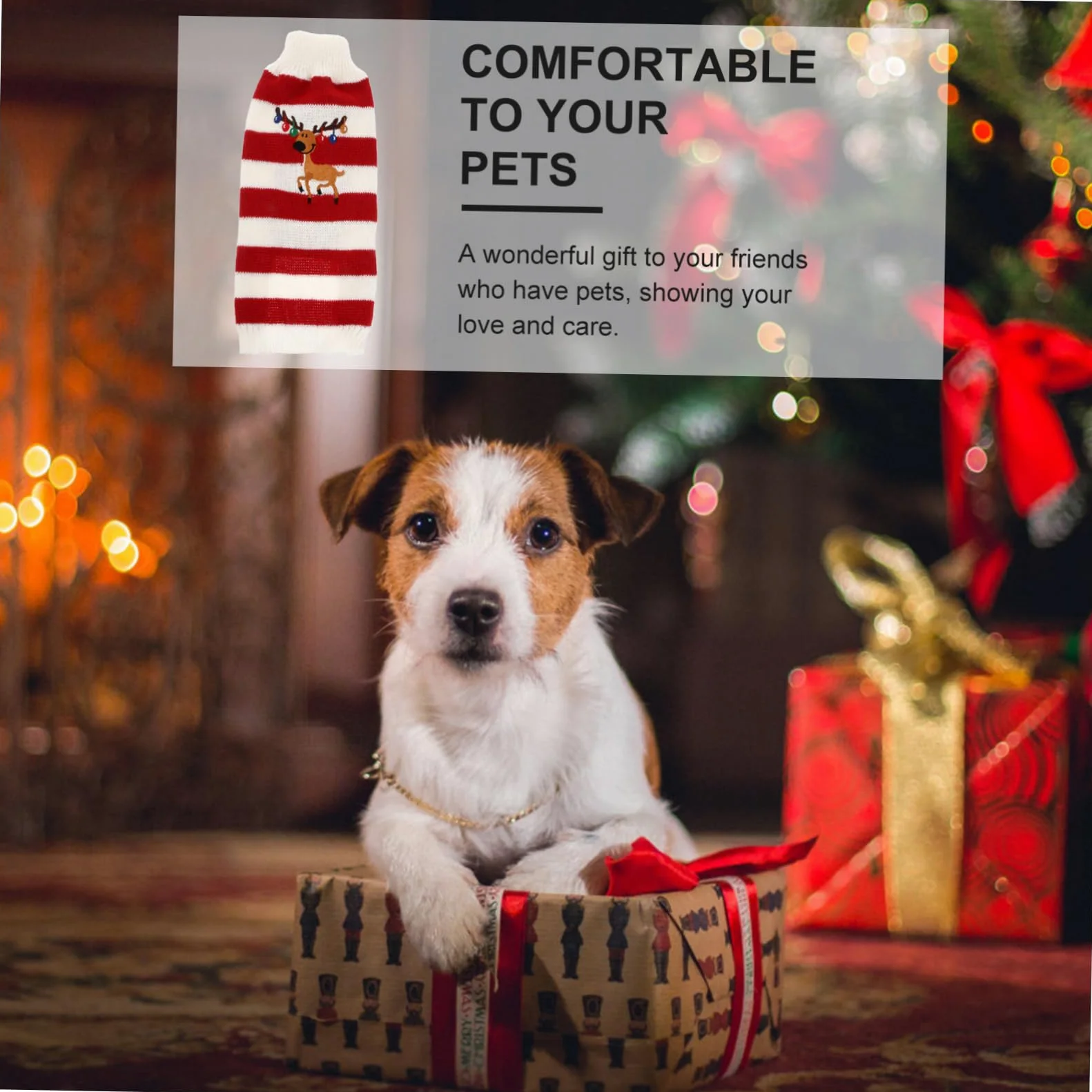 POPETPOP Maglione per Cani Invernale Forma di Alce per Animali Domestici Vestito Natalizio Senza Bottoni o Cerniera per Cani