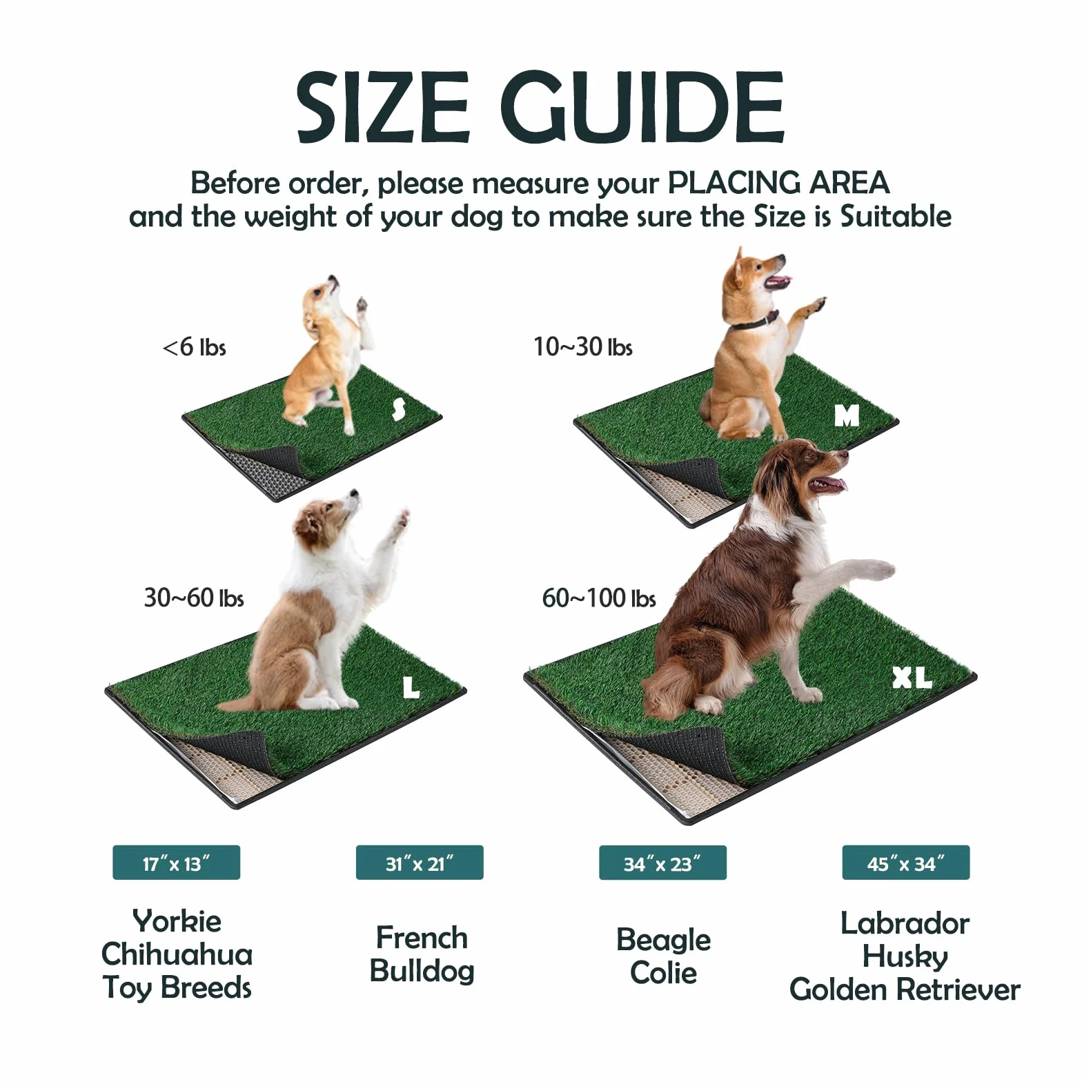 MEEXPAWS Erba artificiale per lettiera per cani, grande, 85 x 59 cm, 2 pezzi di erba finta per cani, drenaggio rapido, 2 tappetini per addestramento, vasino per interni