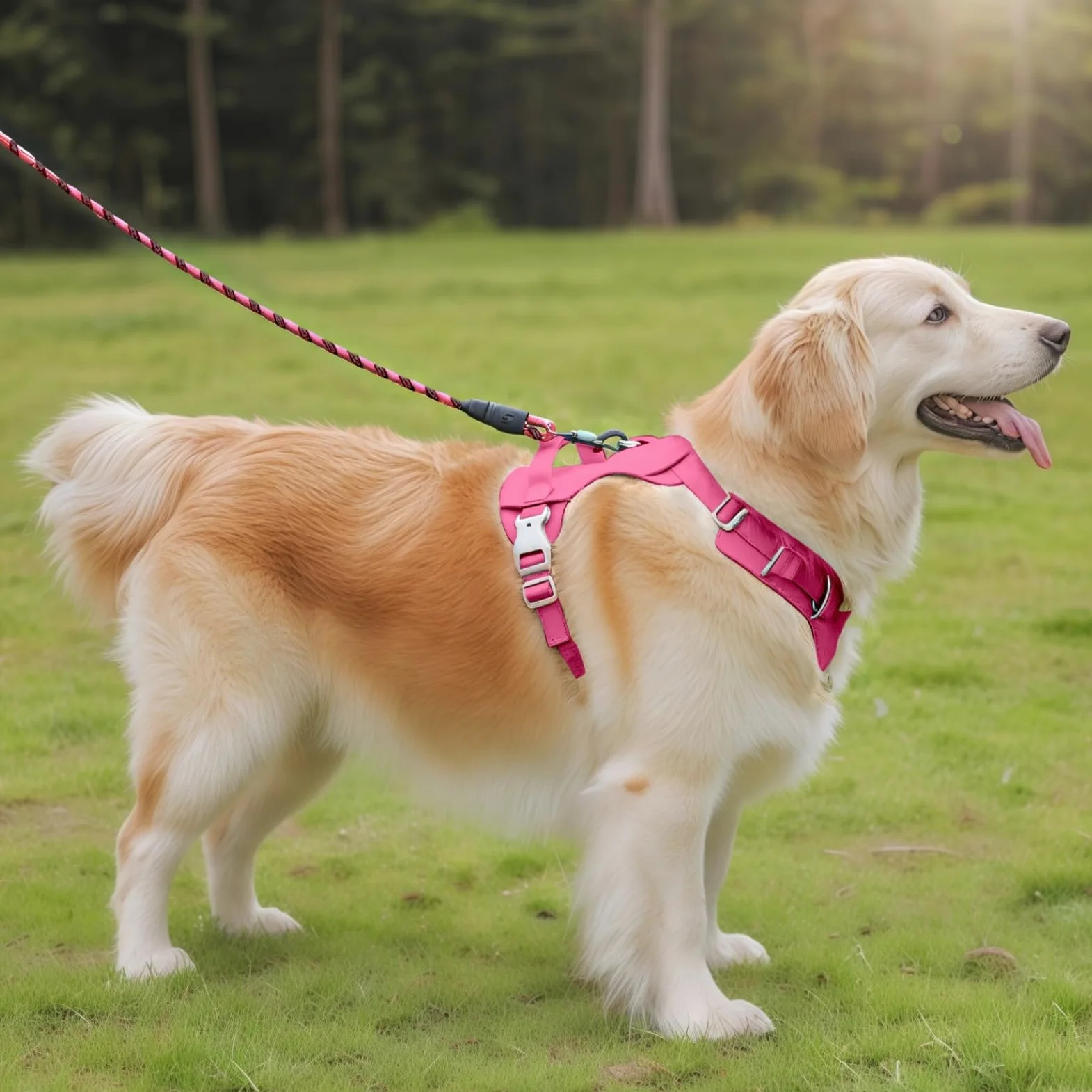 Pettorina e guinzaglio per cani regolabili, design a prova di fuga con strisce riflettenti per la sicurezza notturna