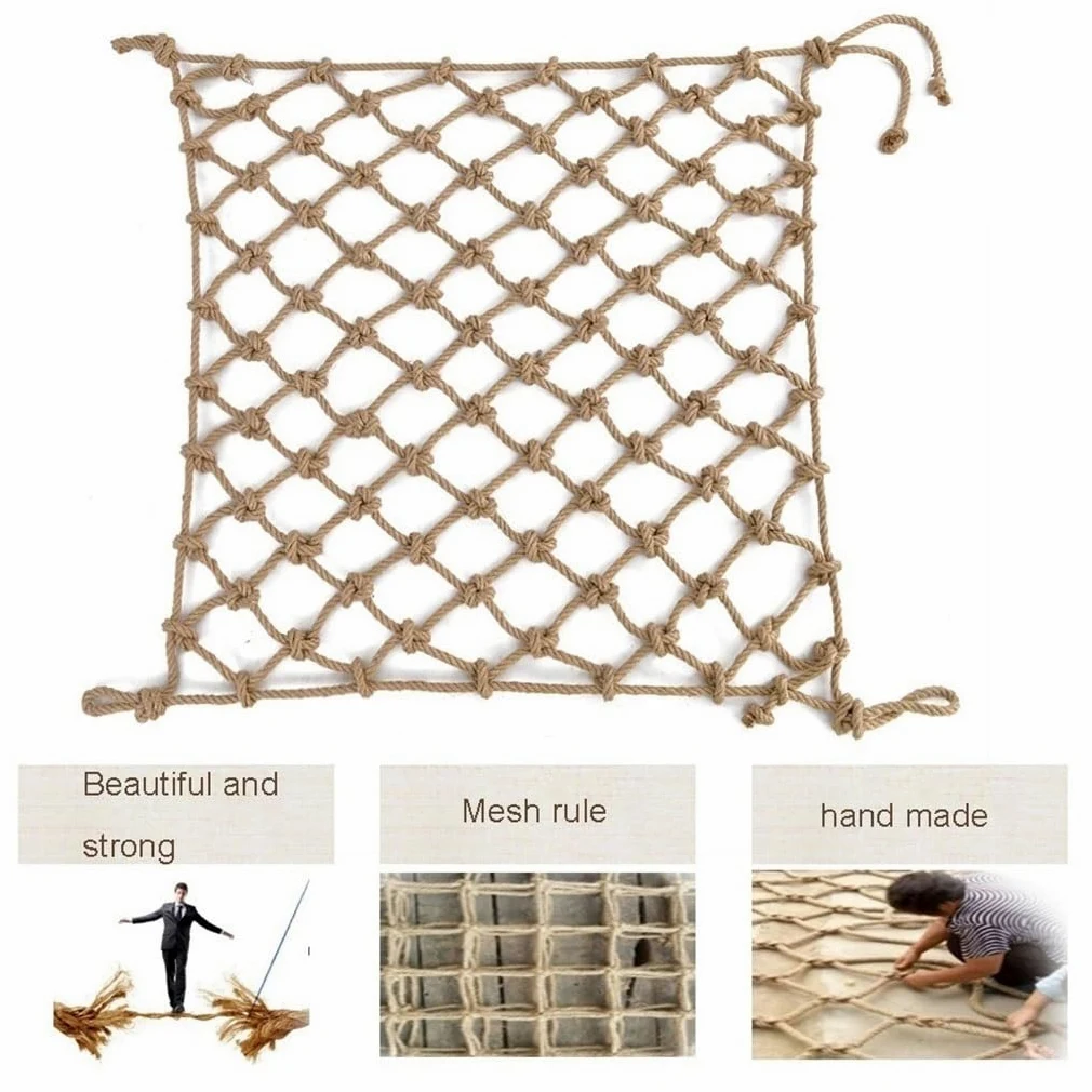 Generico Rete di Sicurezza per Arrampicata per Bambini - Spago di Iuta Decorativo per Allenamento all'aperto, Spessore 8 mm, 1x4 m (3,28x13,12 Piedi) - Ideale per Aree Gioco e Decorazioni murali di s
