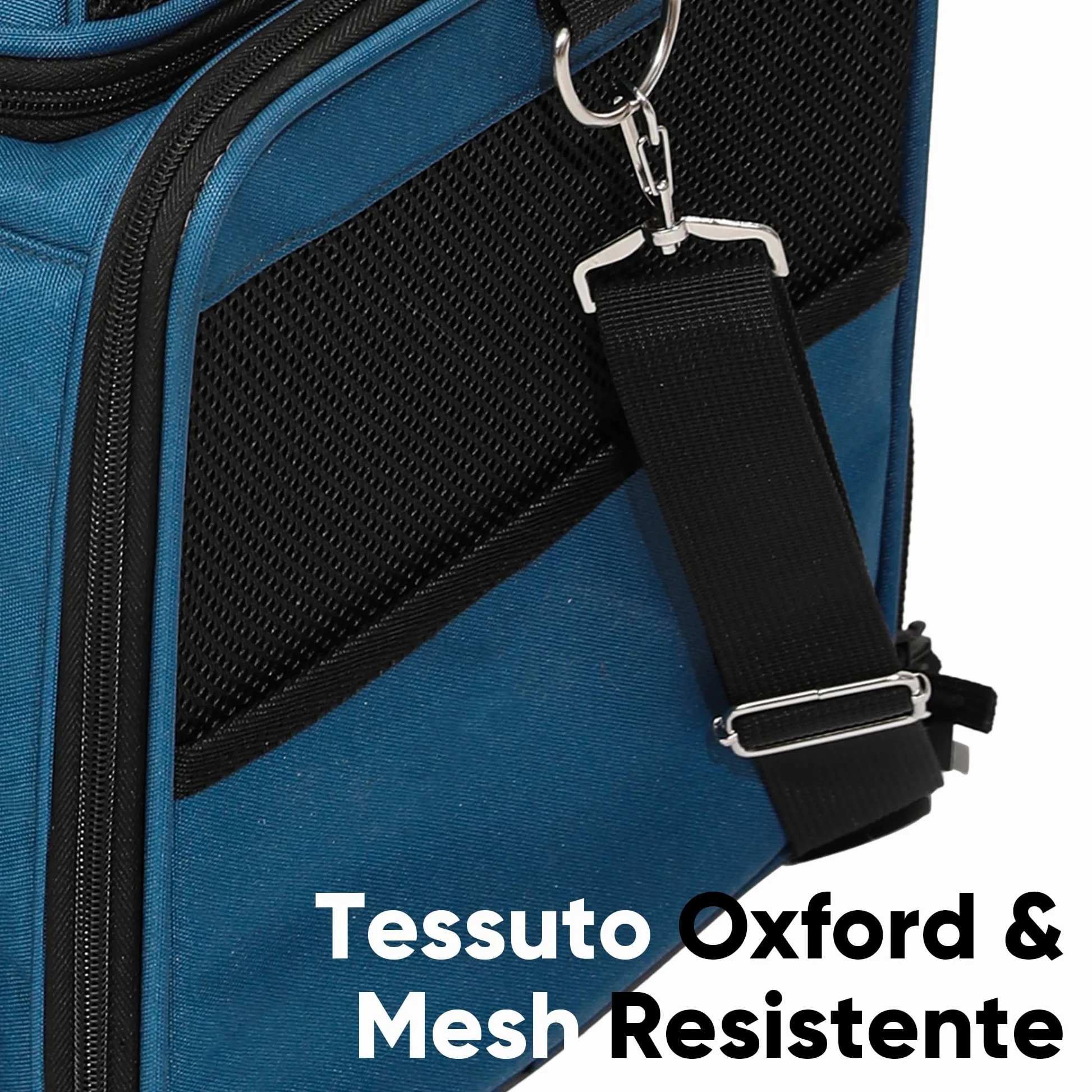 FUKUMARU Trasportino Gatto Espandibile, Morbido e Ventilato, Approvato Compagnie Aeree, Trasportino Cane Piccolo Resistente con Rete Antigraffio, Sicuro e Antifuga, Blu, 46x28x28 cm