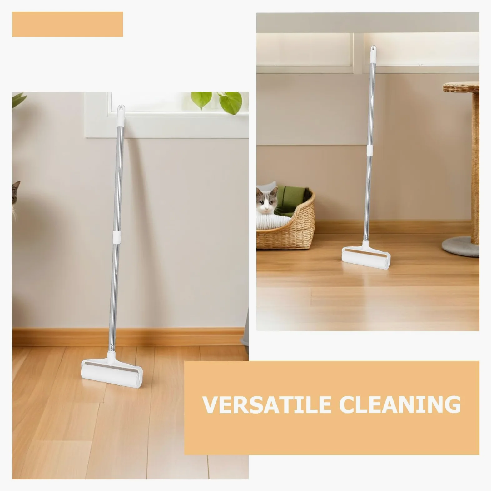 DOITOOL Rullo Levapelucchi per Peli di Animali Manico Lungo Ergonomico, Adesivo Potente per Rimozione Peli da Tappeti, Vestiti e Mobili, Set Ricariche per Uso Domestico e Viaggio